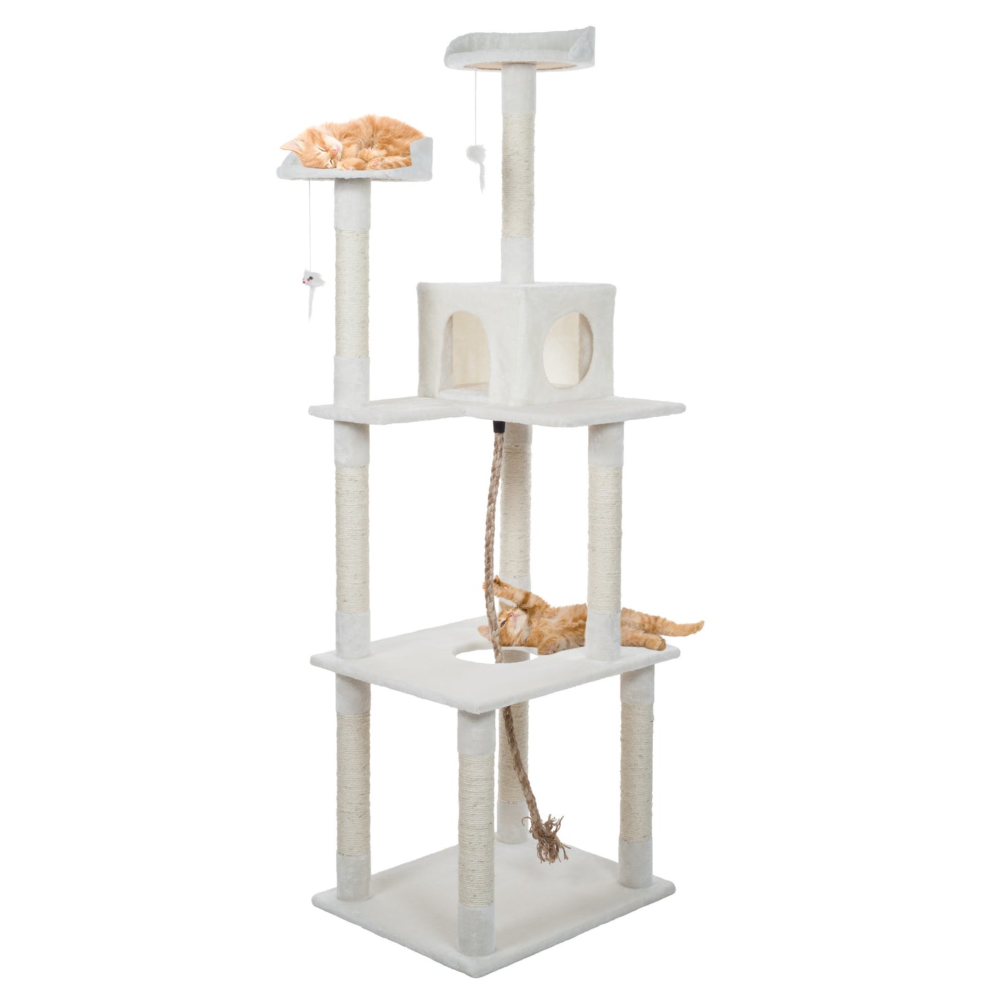 PETMAKER 6FT Cat Tree with Scratch Posts, Ivory