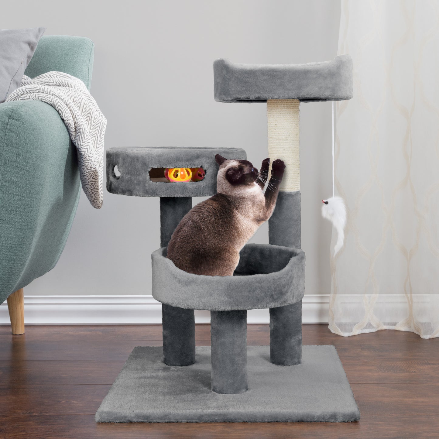 PETMAKER Cat Tree with Interactive Cheese Wheel