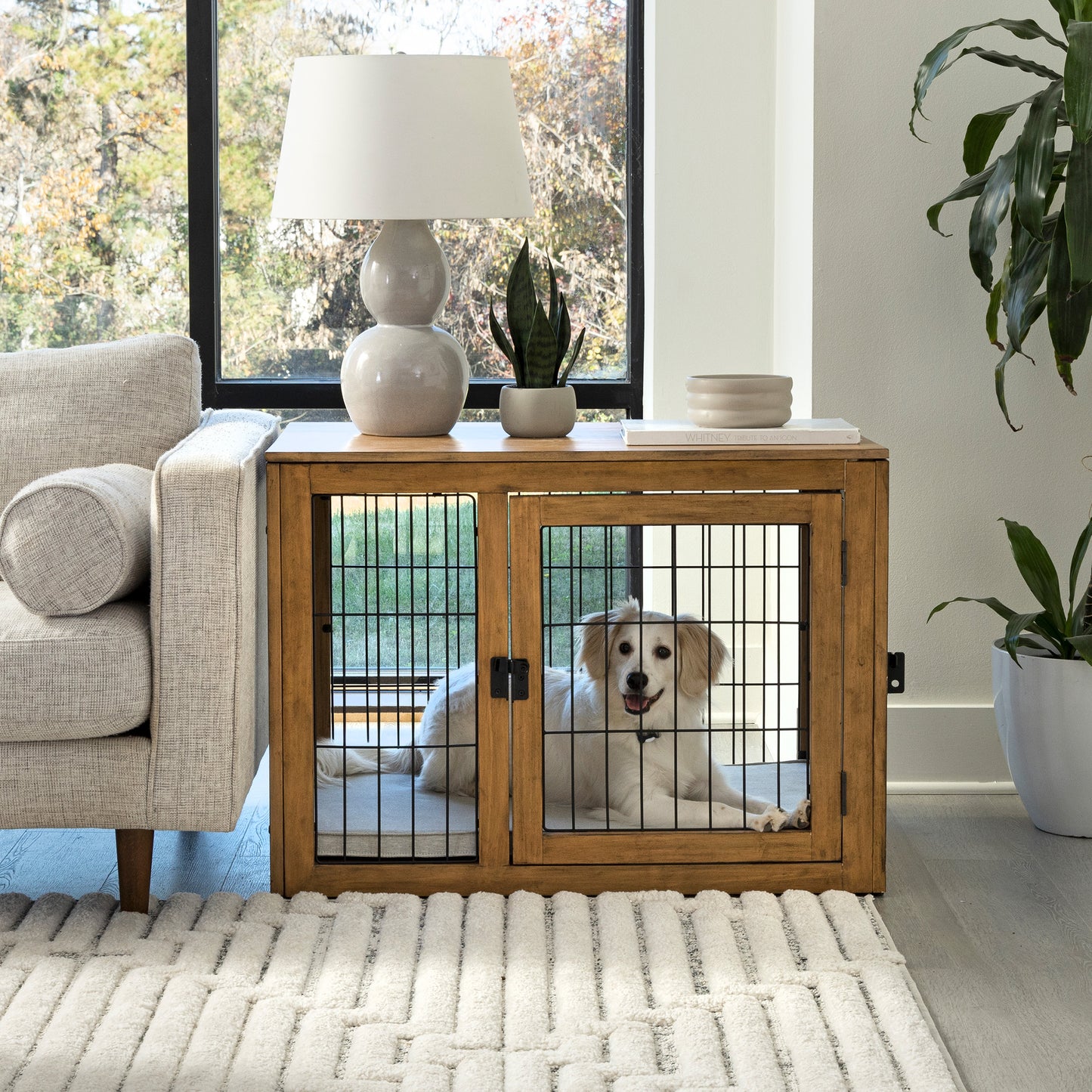 Furniture-Style Dog Crate, Natural