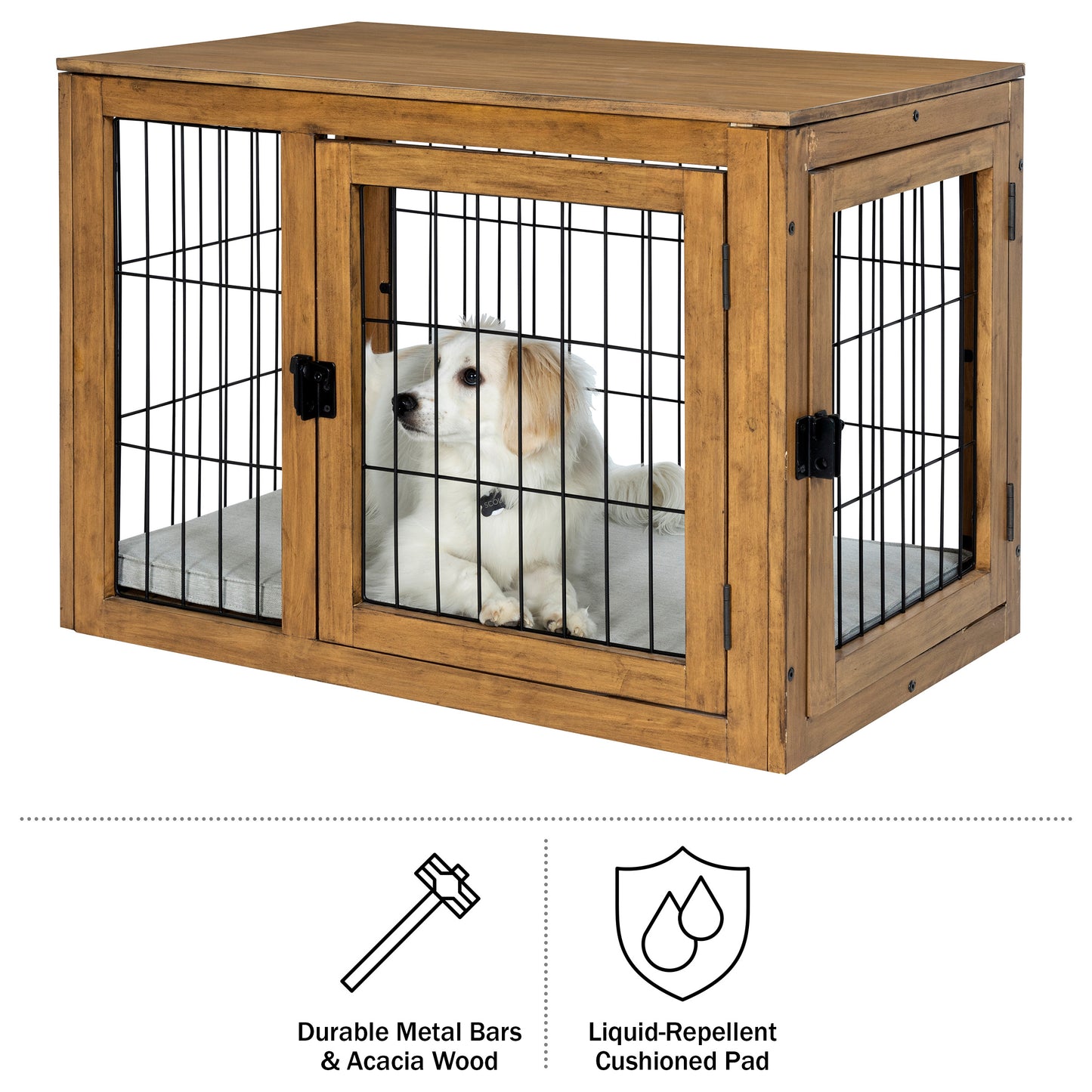 Furniture-Style Dog Crate, Natural