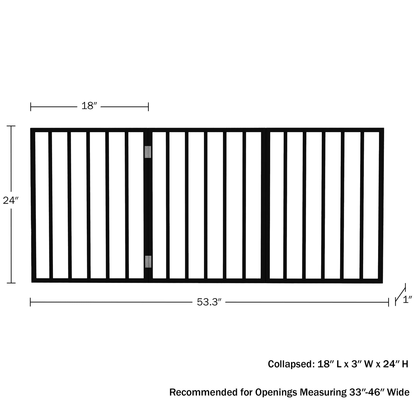 PETMAKER 3-Panel Indoor Foldable Pet Gate, Black