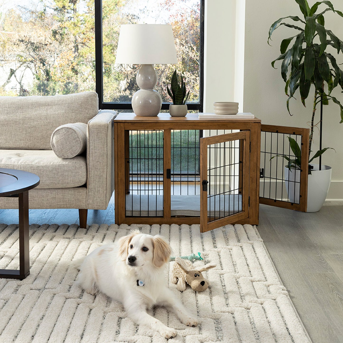 Furniture-Style Dog Crate, Natural