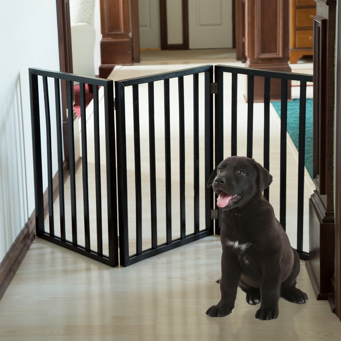 PETMAKER 3-Panel Indoor Foldable Pet Gate, Black