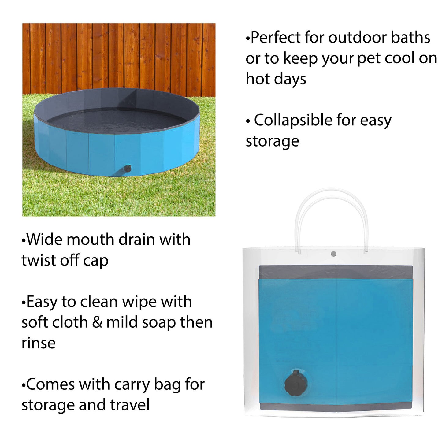 Portable Folding Dog Pool with Carry Bag