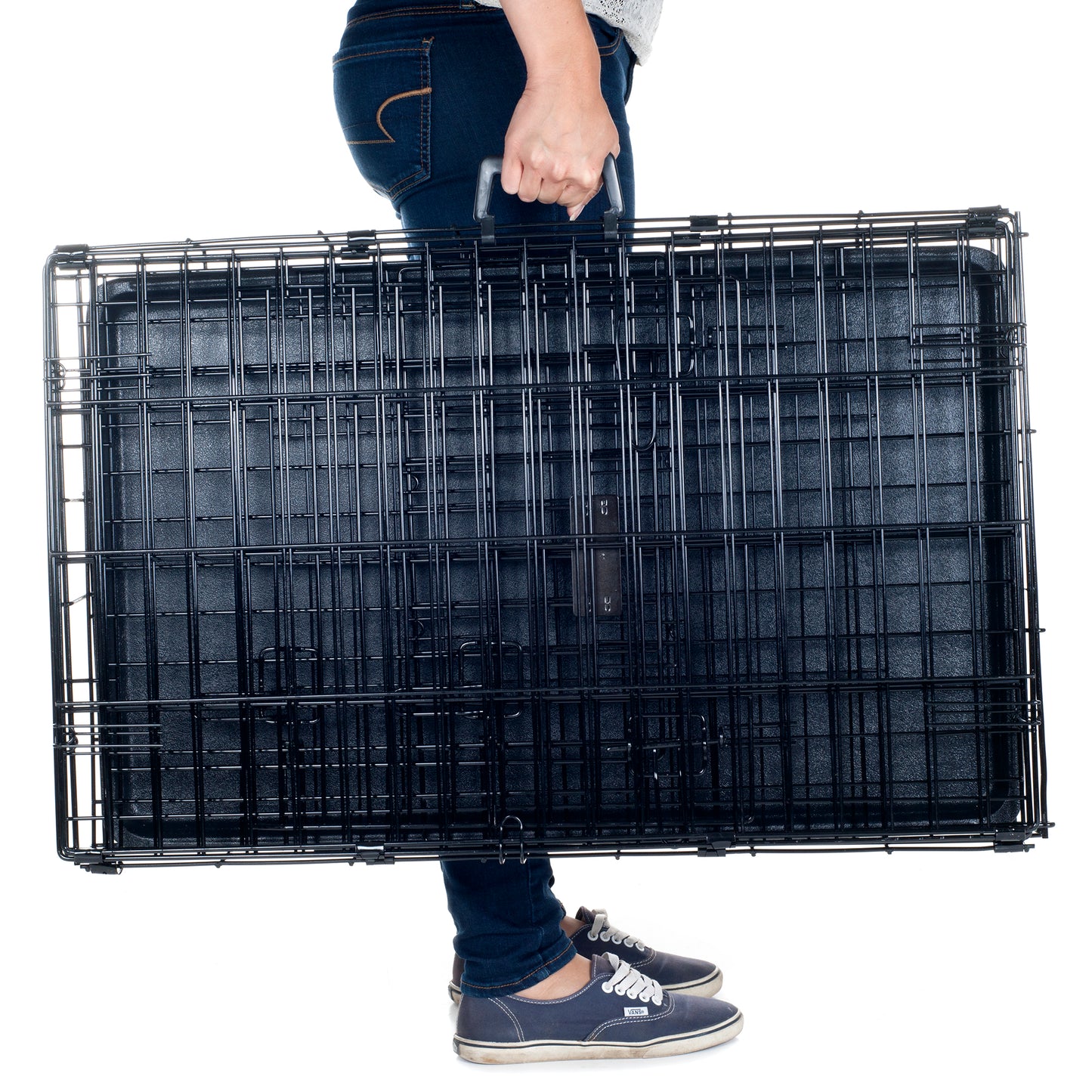 PETMAKER 36-inch Double Door Dog Crate, Black