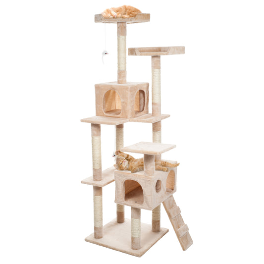 Pet Adobe 5.5FT Cat Tree with Scratch Posts, Beige