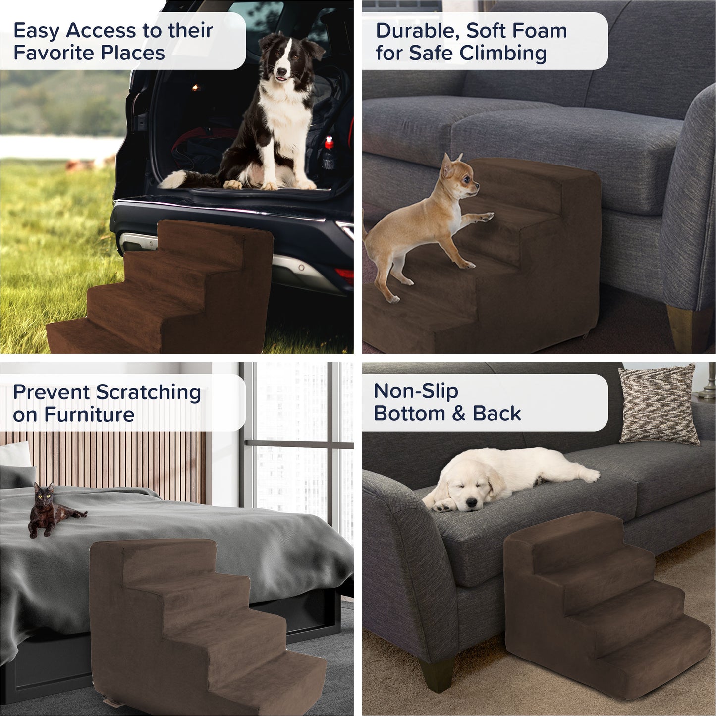 PETMAKER Foam Dog Stairs for Small Pets, Brown