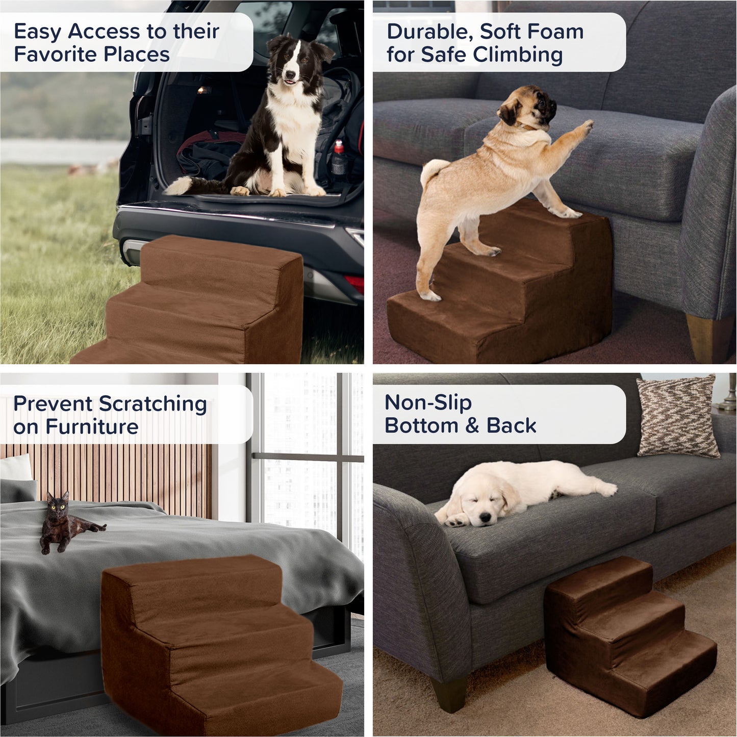 3-Step Nonslip Foam Pet Staircase