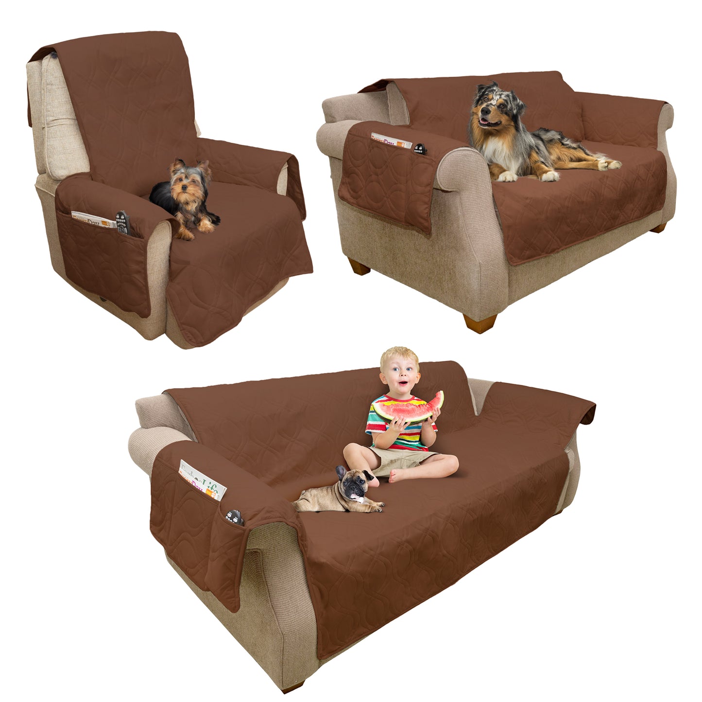 PETMAKER Chair Cover for Dogs and Kids, Brown