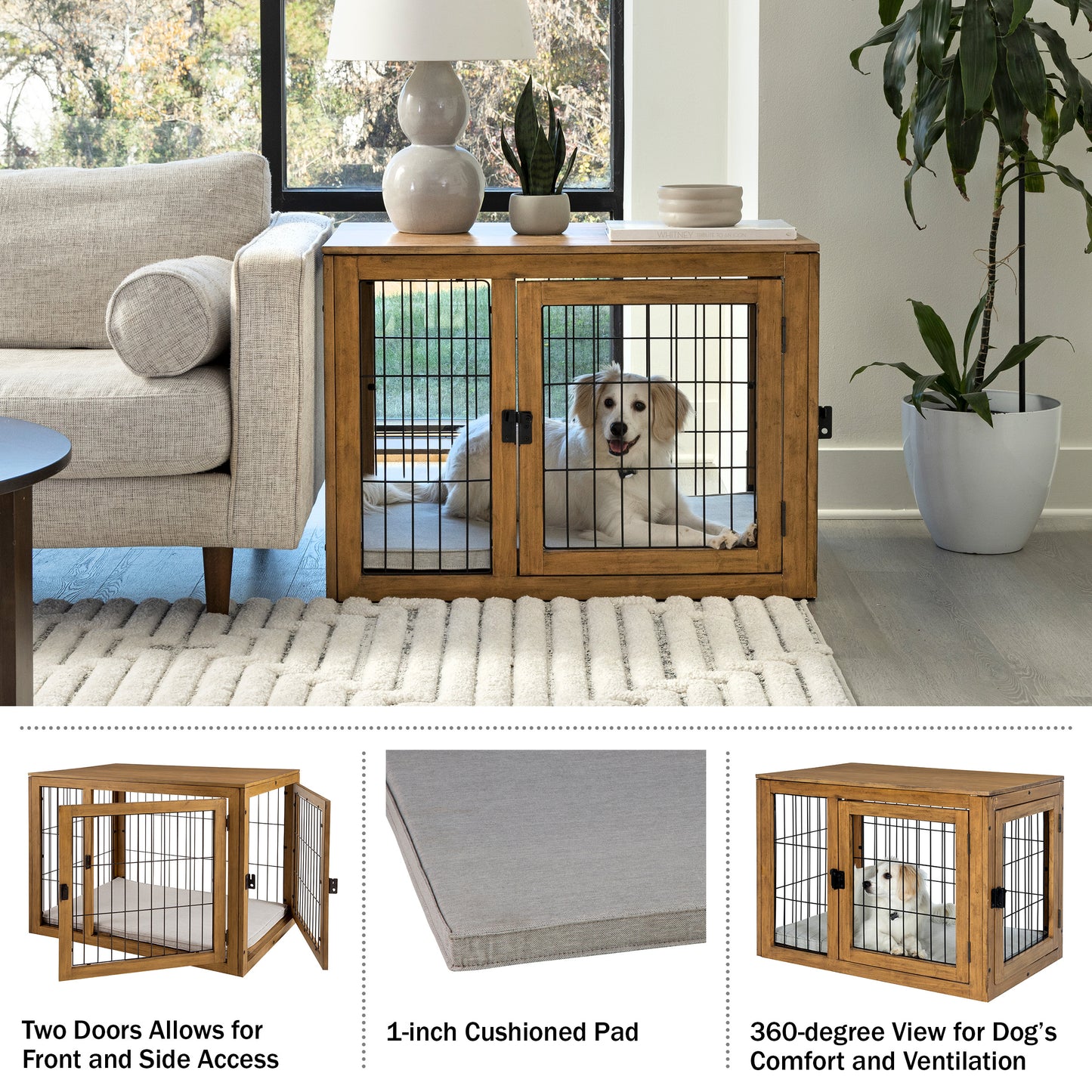 Furniture-Style Dog Crate, Natural