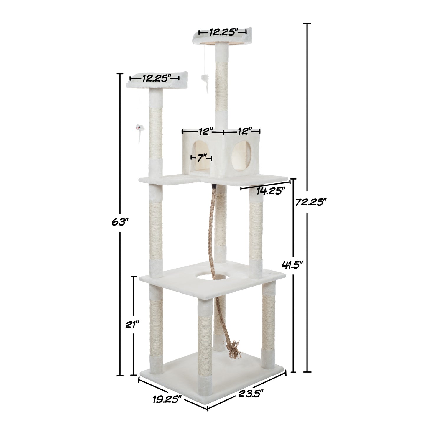 PETMAKER 6FT Cat Tree with Scratch Posts, Ivory