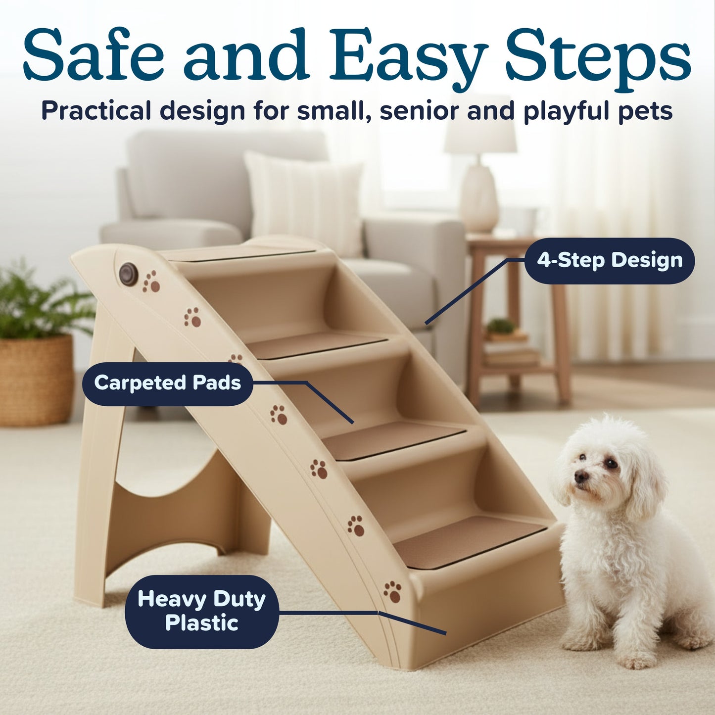 Foldable 4-Step Nonslip Pet Stairs