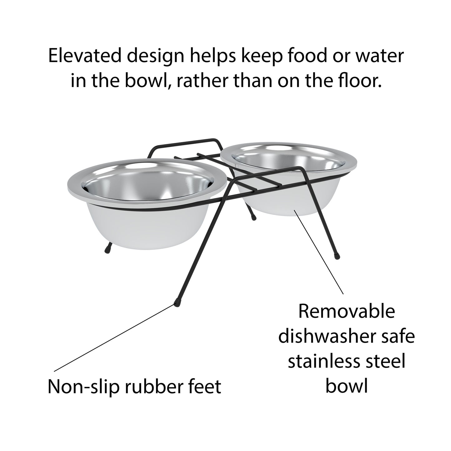 Stainless Steel Elevated Pet Bowls and Iron Stand