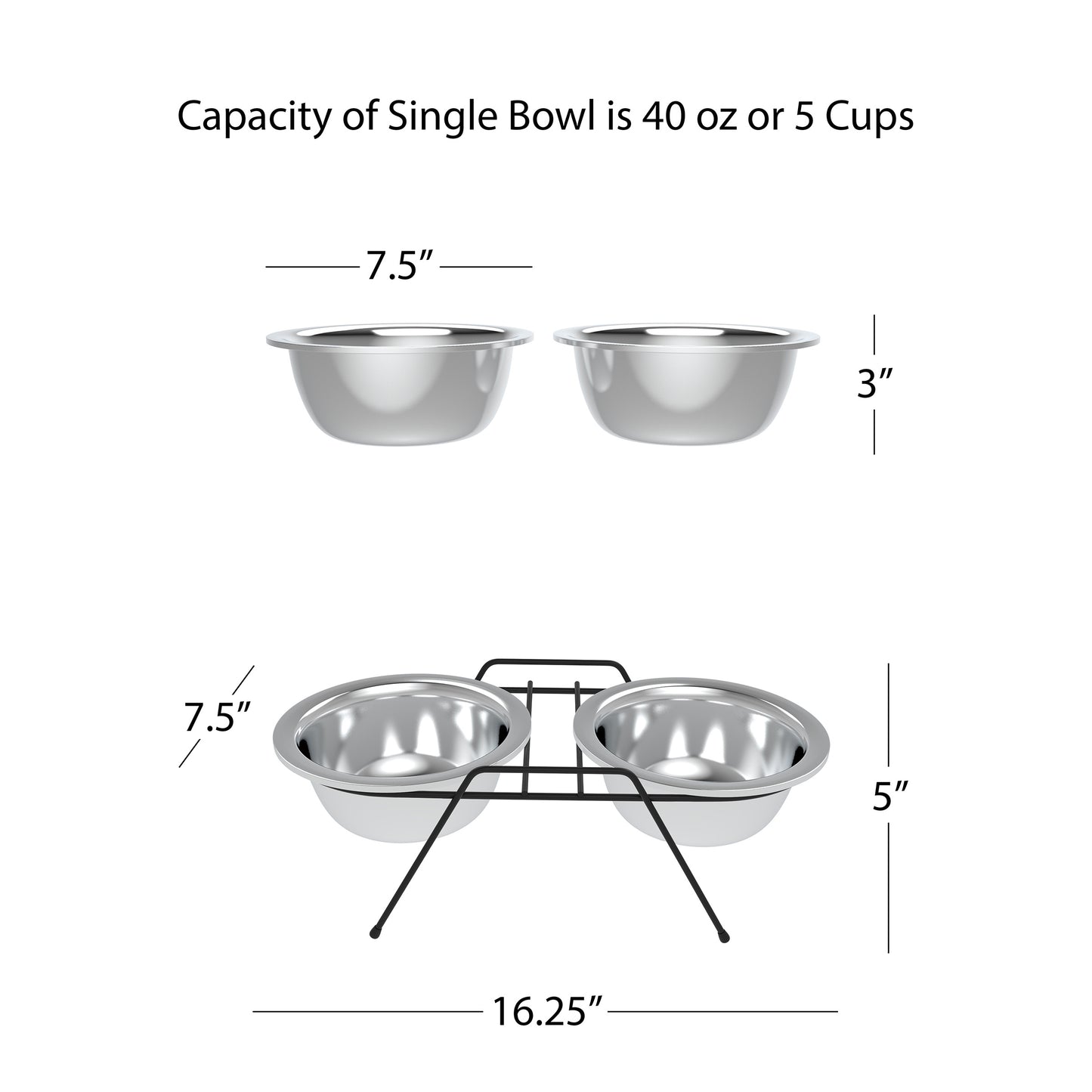 Stainless Steel Elevated Pet Bowls and Iron Stand