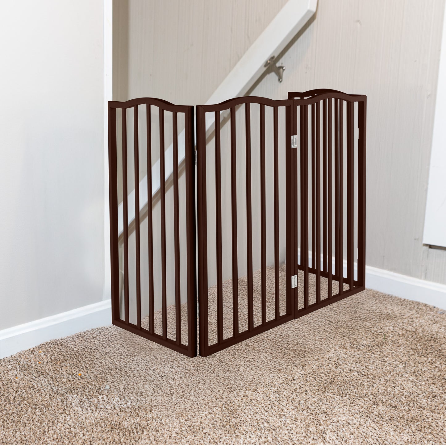 PETMAKER 4-Panel Indoor Foldable Pet Gate, Brown