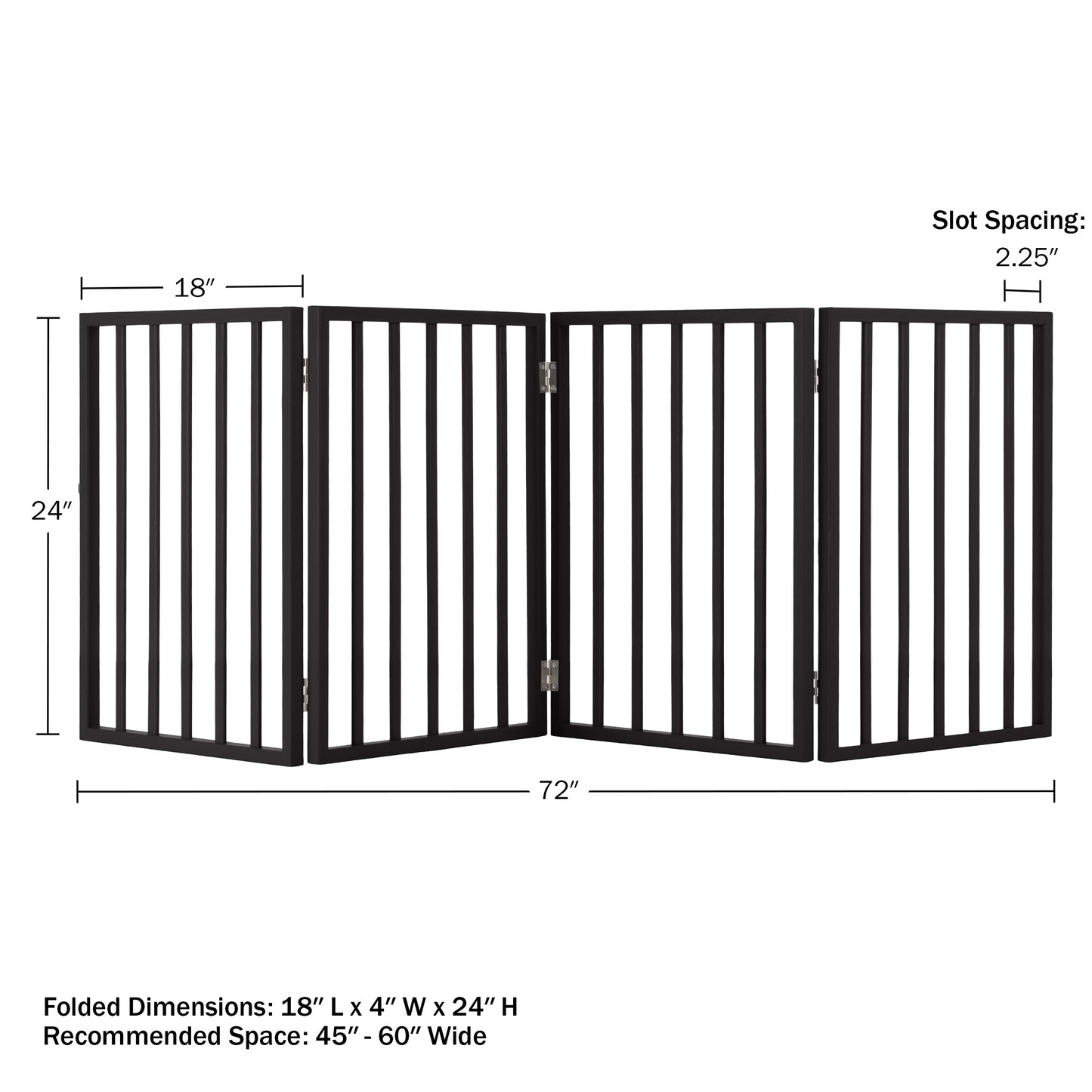 PETMAKER 4-Panel Indoor Foldable Pet Gate, Black