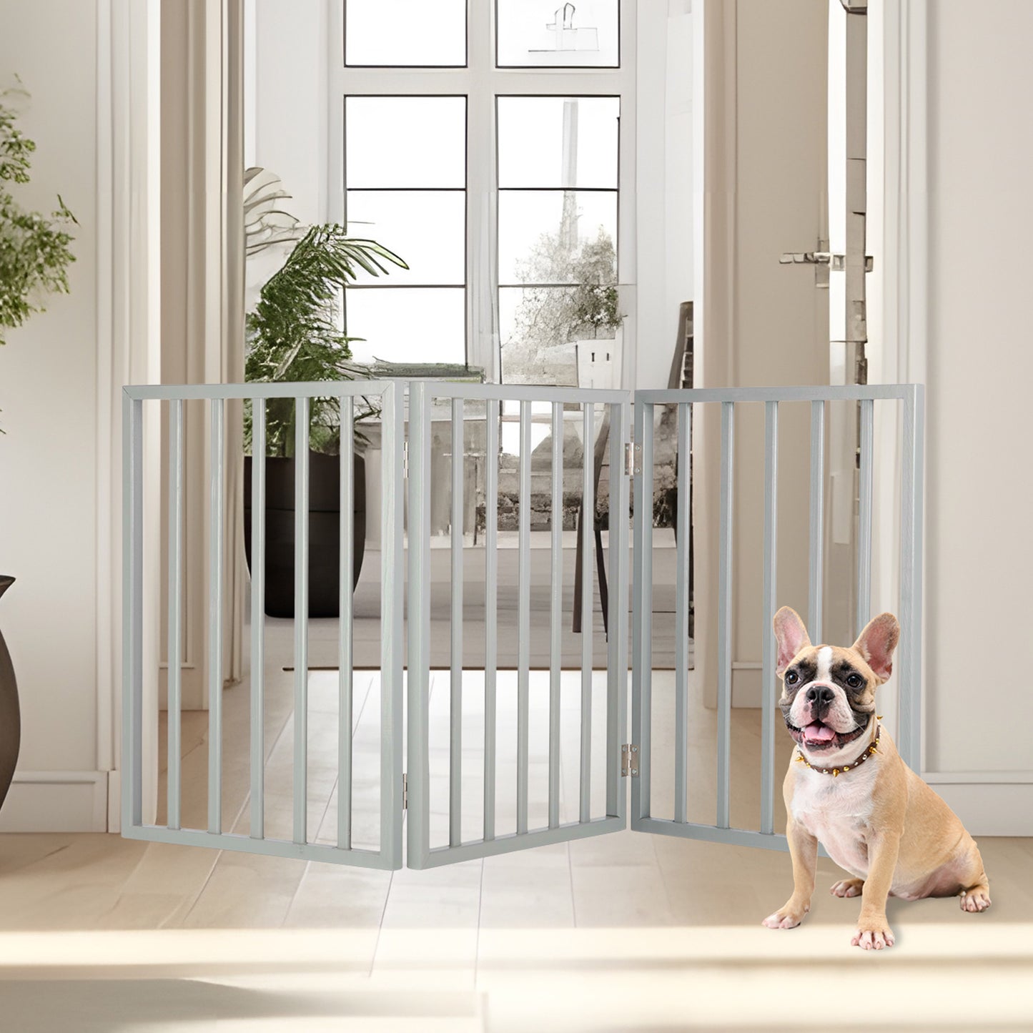 PETMAKER 3-Panel Indoor Foldable Pet Gate, Gray