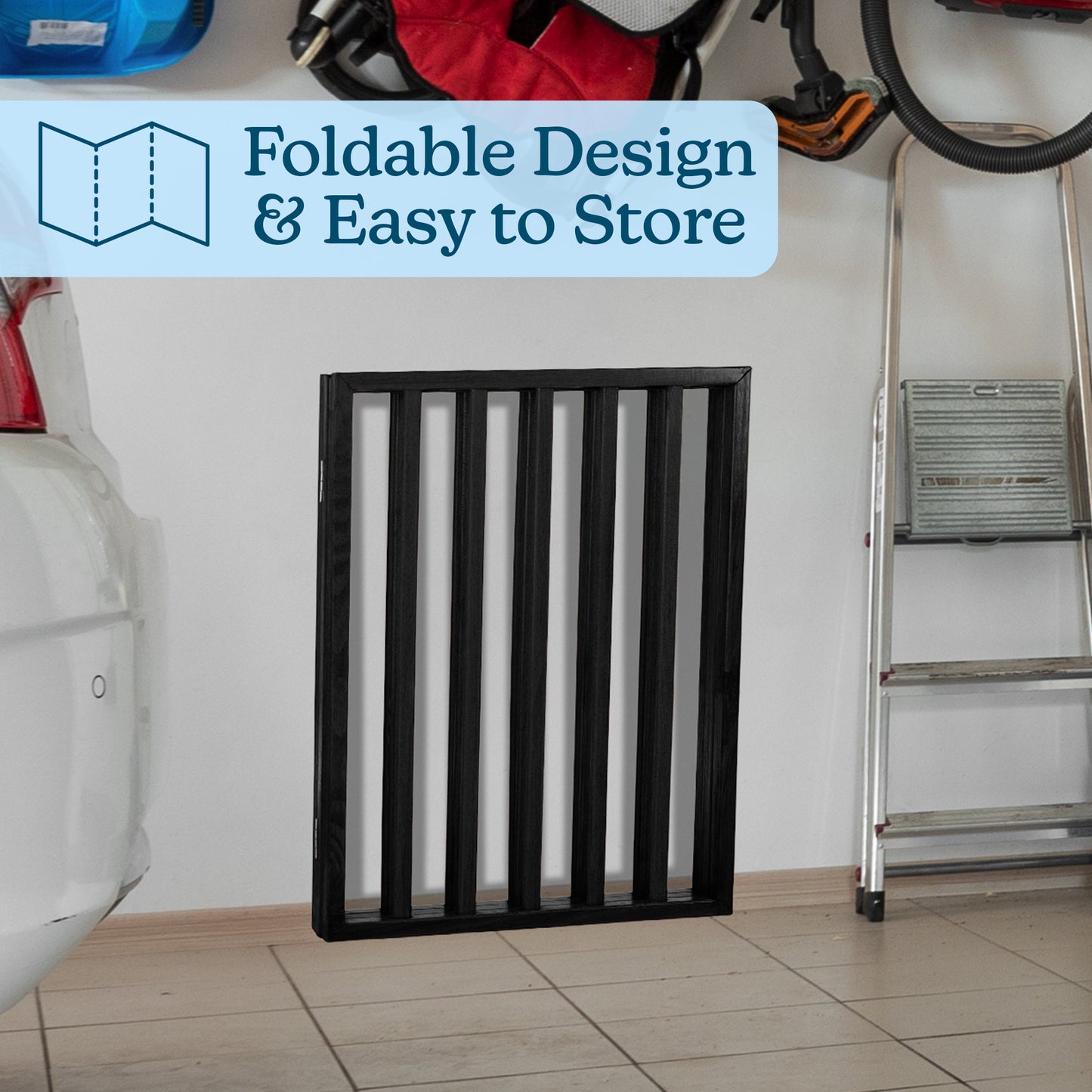 PETMAKER 3-Panel Indoor Foldable Pet Gate, Black