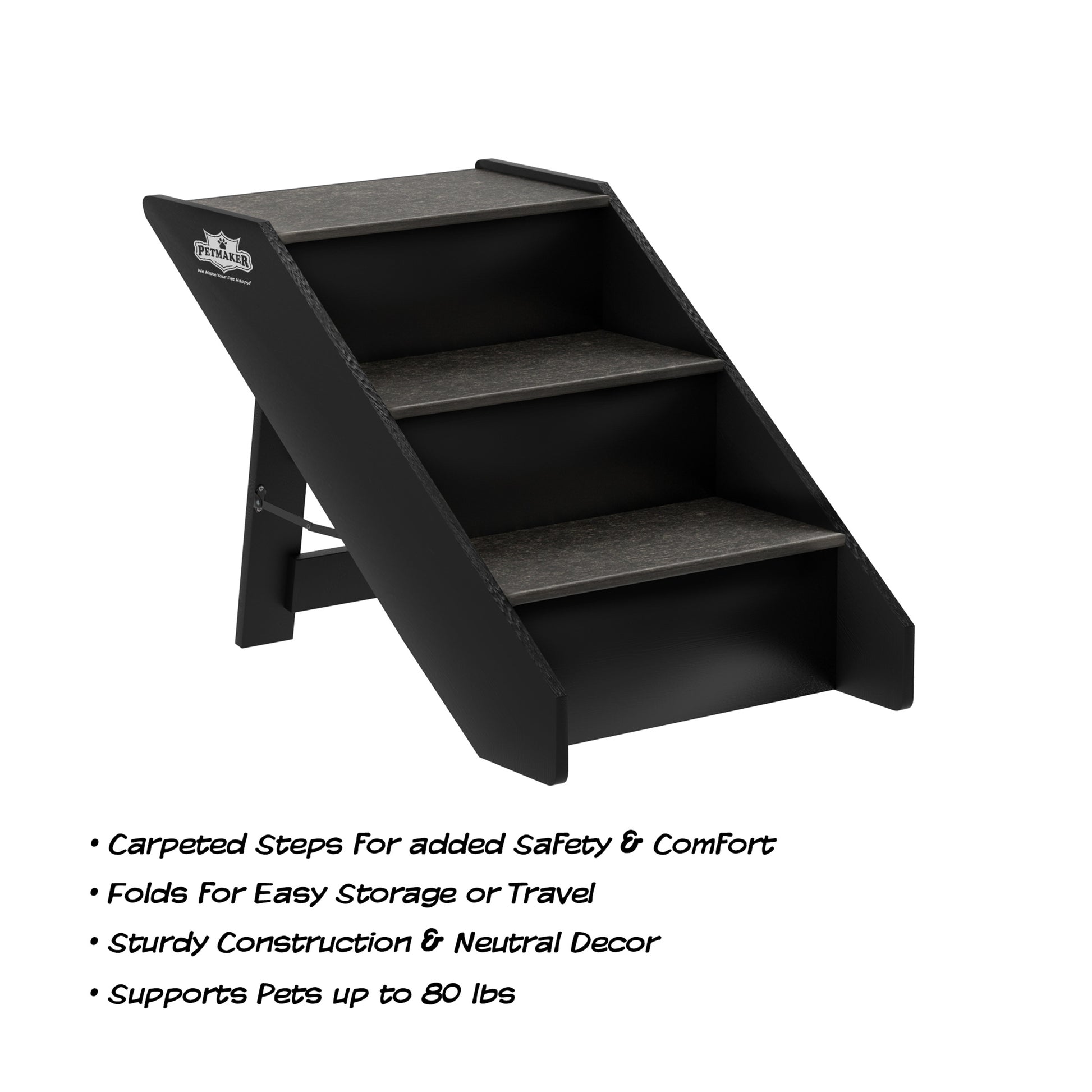 PETMAKER Foldable Nonslip Carpeted Pet Stairs with 3-Step Design