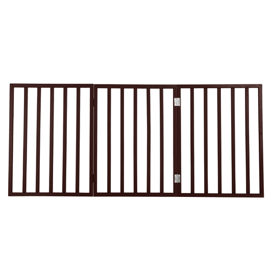 PETMAKER 3-Panel Indoor Foldable Pet Gate, Brown