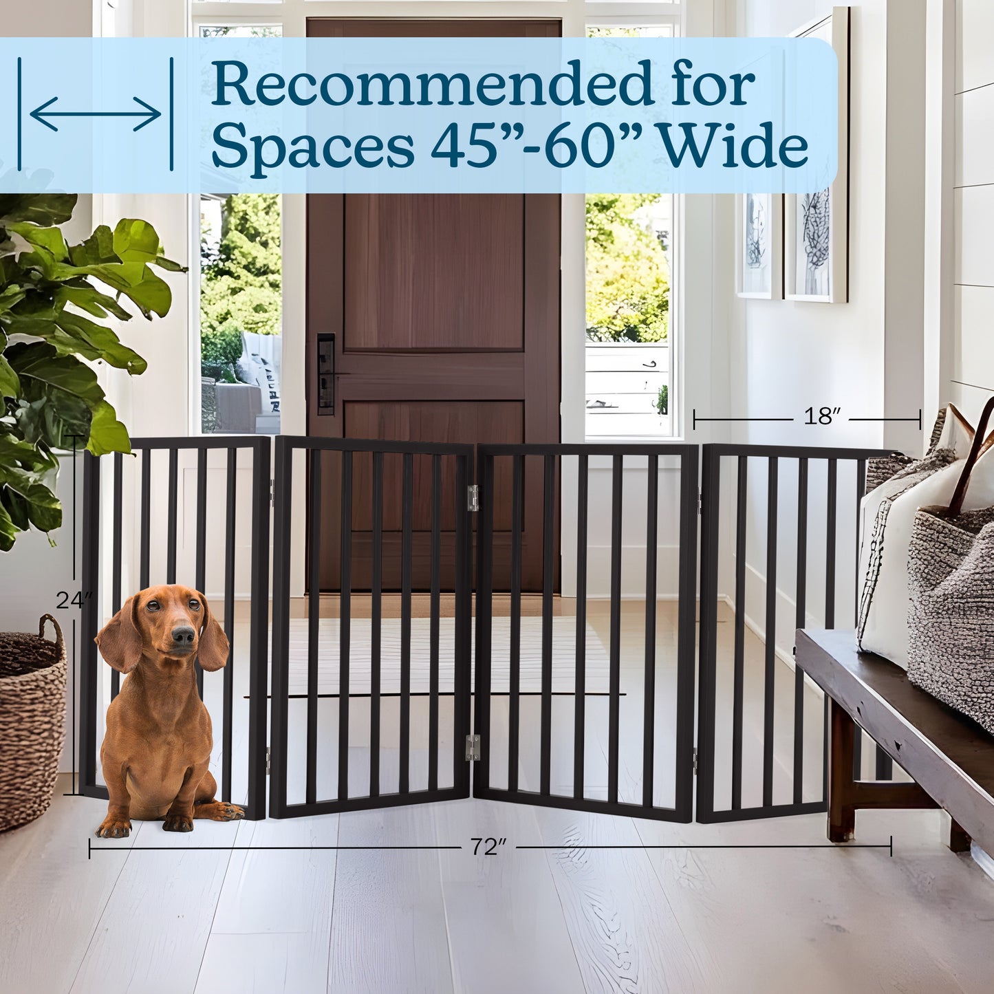 PETMAKER 4-Panel Indoor Foldable Pet Gate, Black