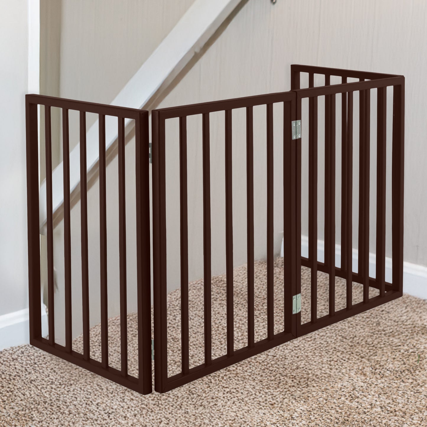PETMAKER 4-Panel Indoor Foldable Pet Gate, Brown