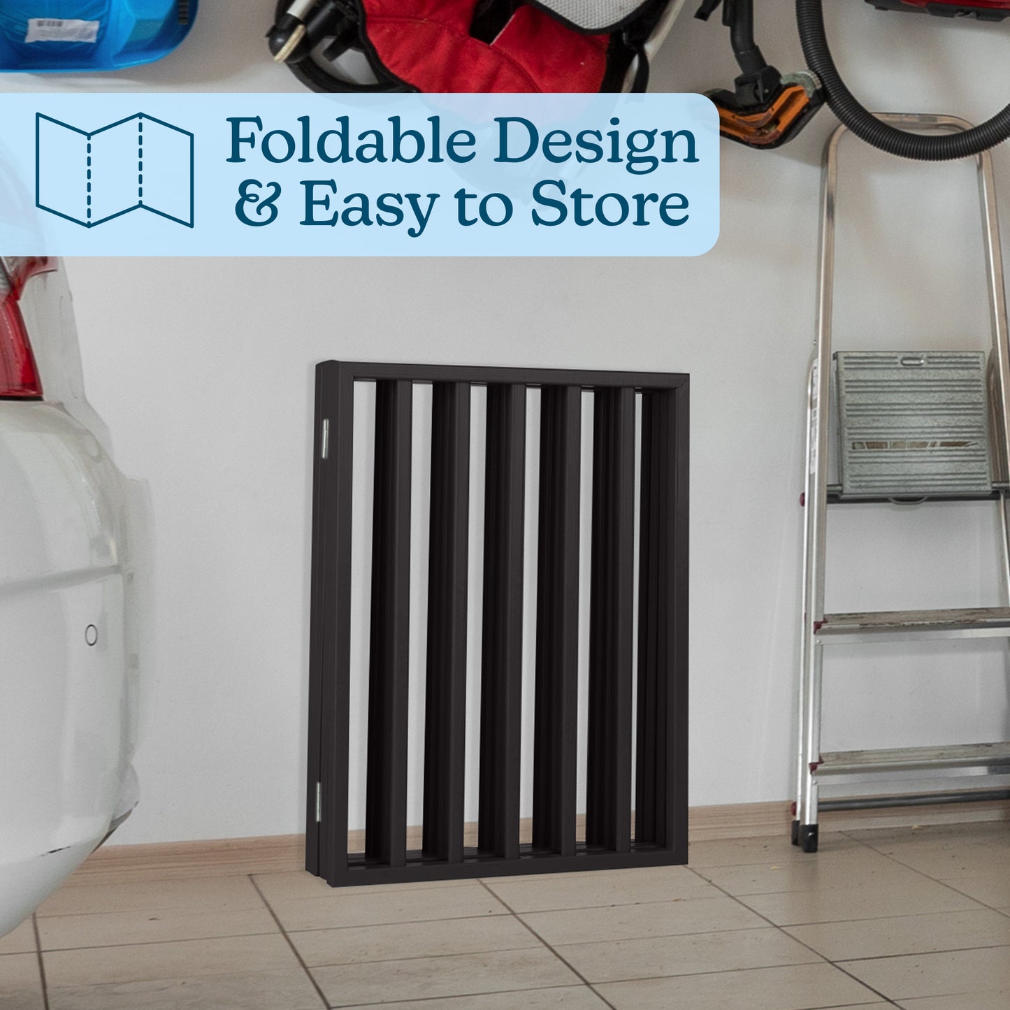 PETMAKER 4-Panel Indoor Foldable Pet Gate, Black