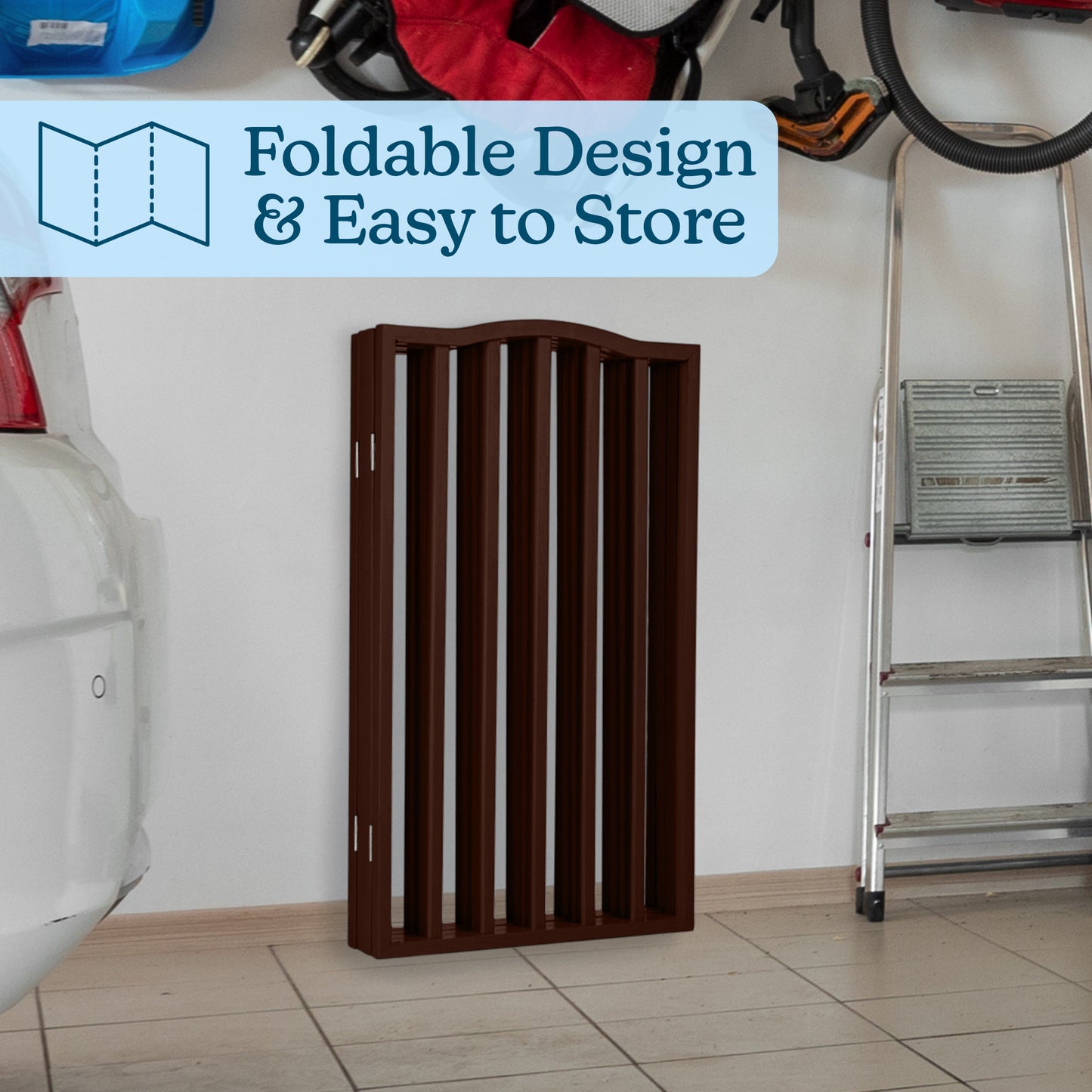 PETMAKER 4-Panel Indoor Foldable Pet Gate, Brown