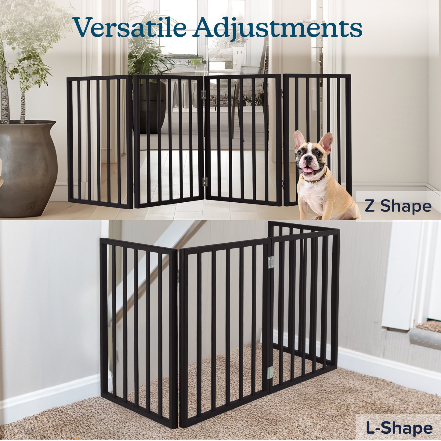 PETMAKER 4-Panel Indoor Foldable Pet Gate, Black