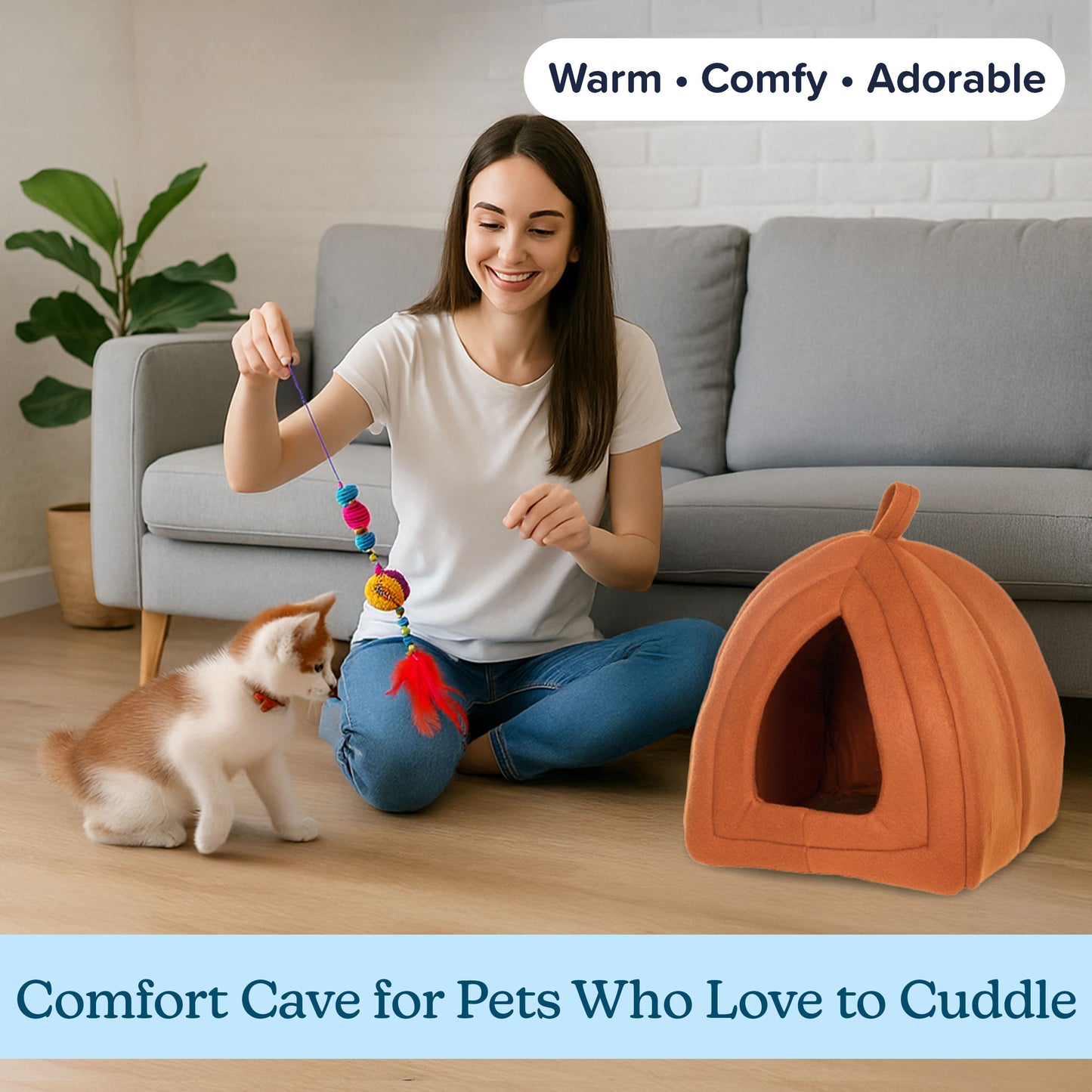 PETMAKER Cat House for Small Animals, Brown