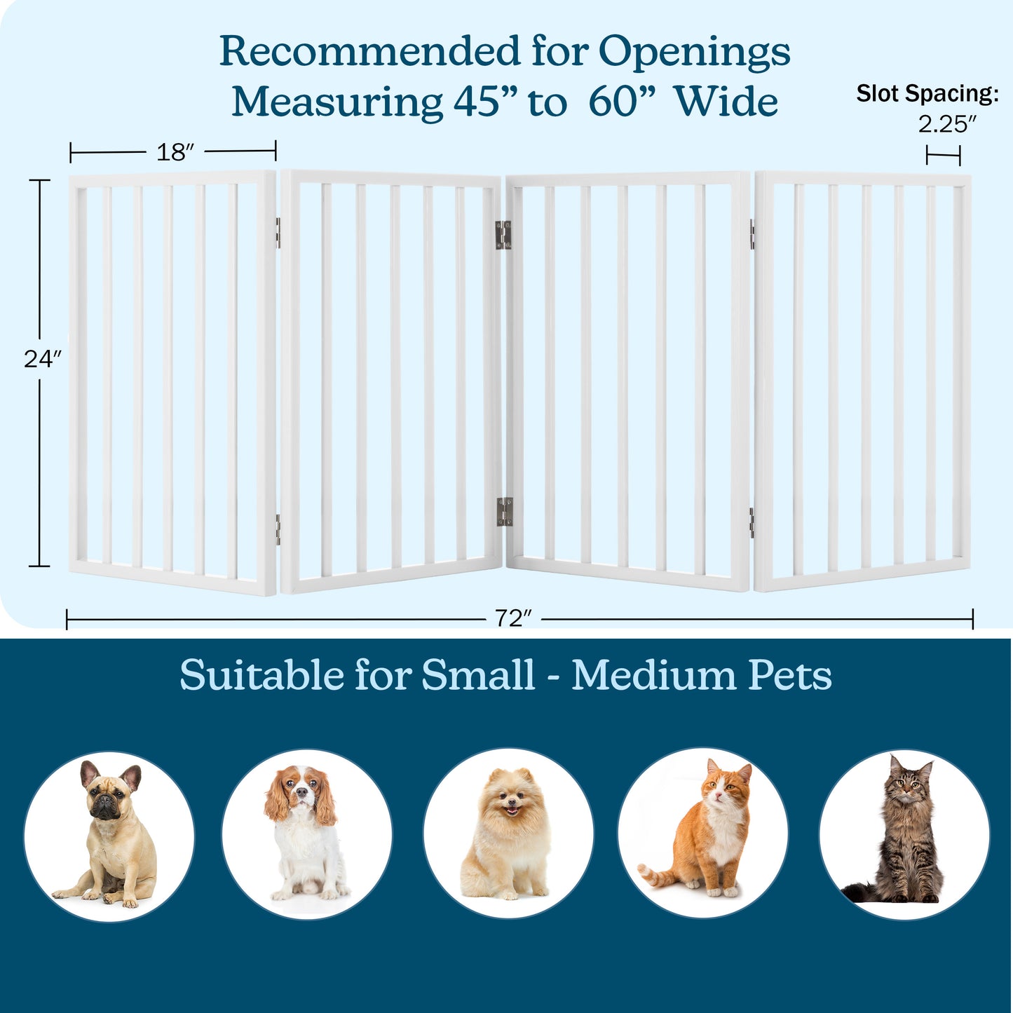 PETMAKER 4-Panel Indoor Foldable Pet Gate, White