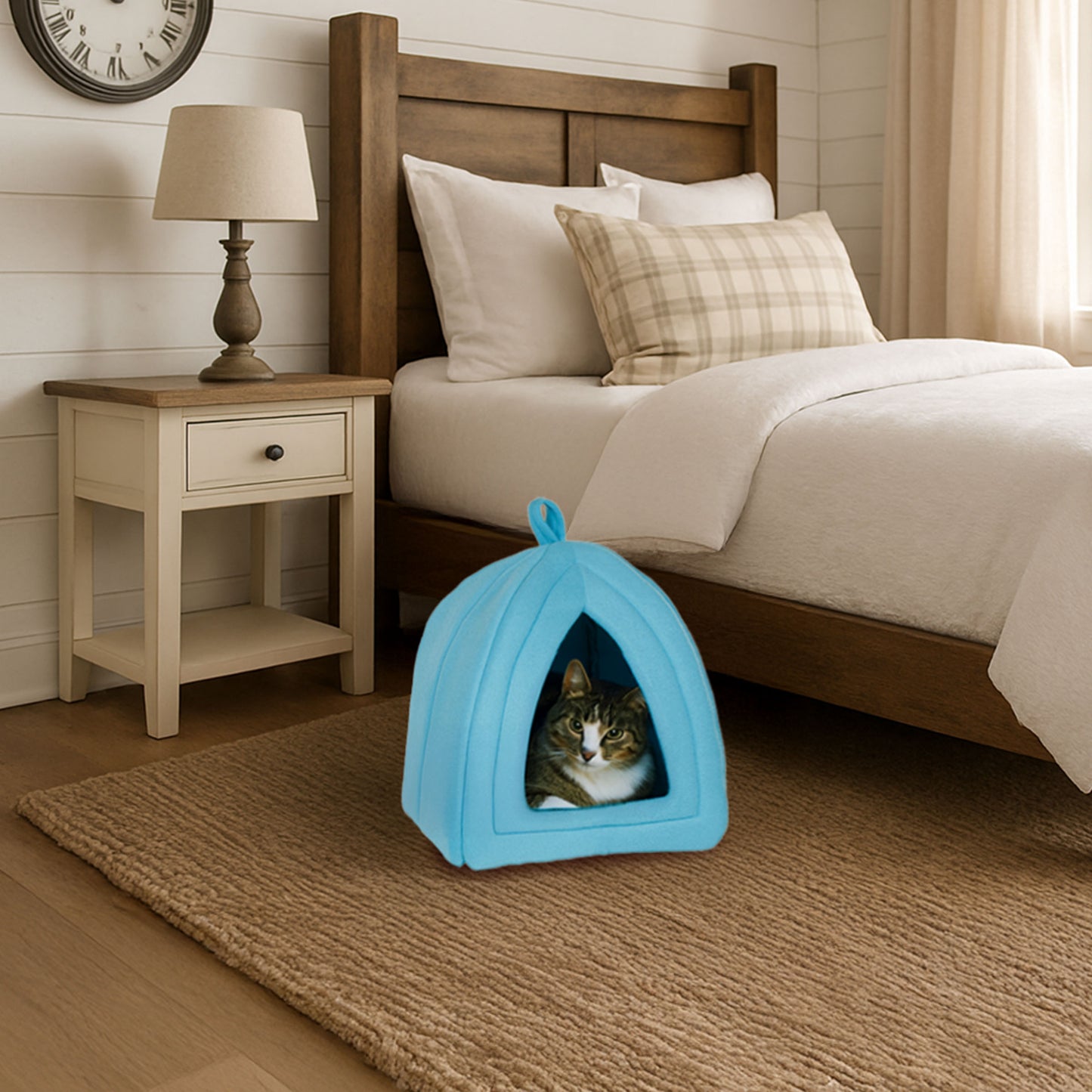 Pet Adobe Cat House for Small Animals, Blue
