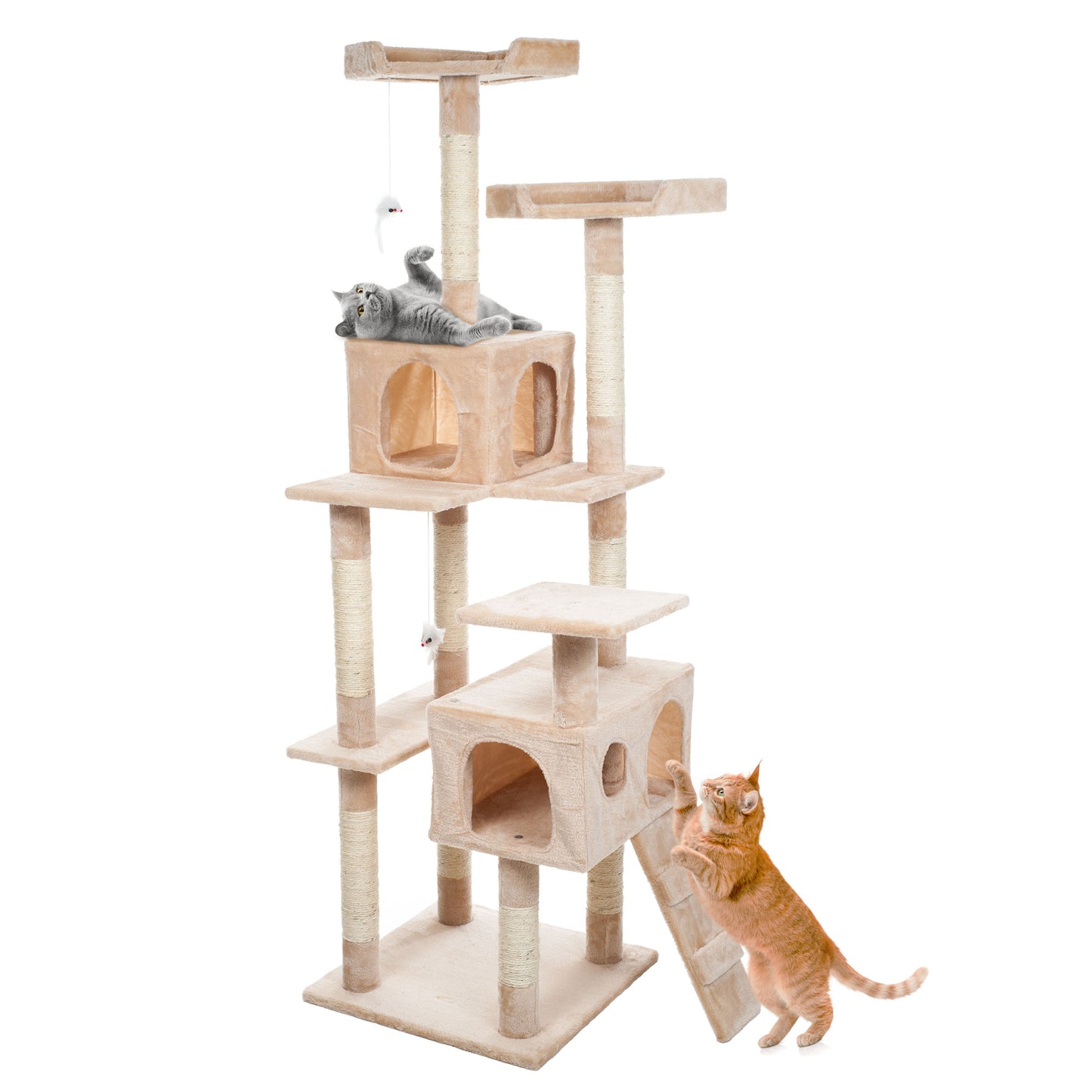 Pet Adobe 5.5FT Cat Tree with Scratch Posts, Beige