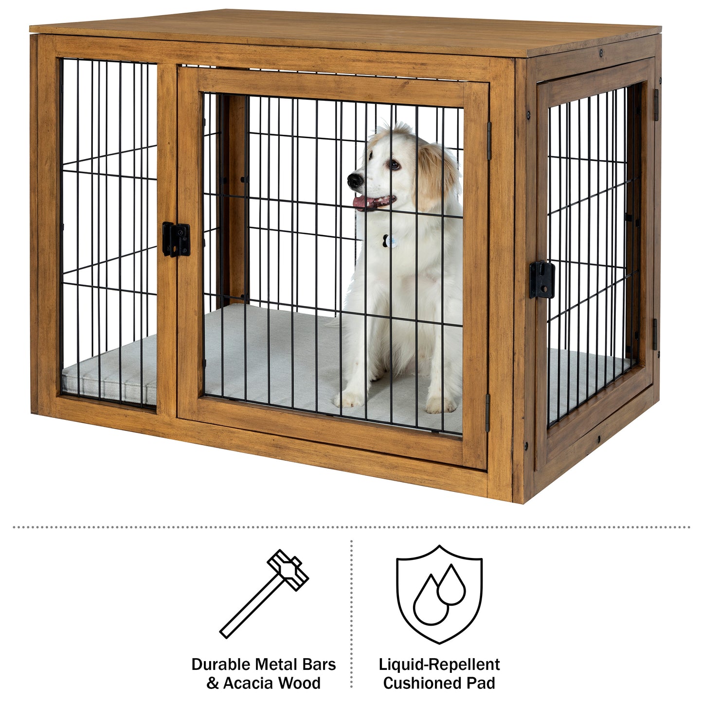 Furniture-Style Dog Crate, Natural