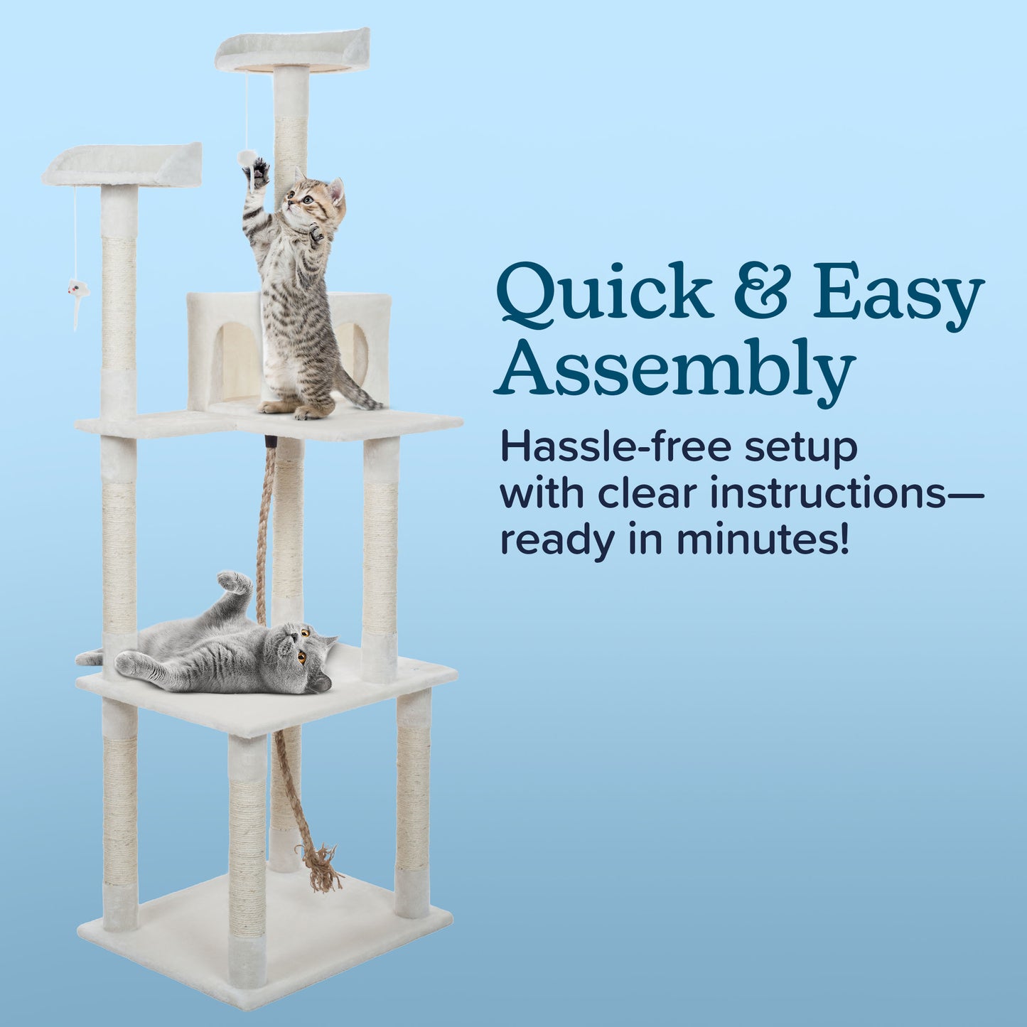 PETMAKER 6FT Cat Tree with Scratch Posts, Ivory