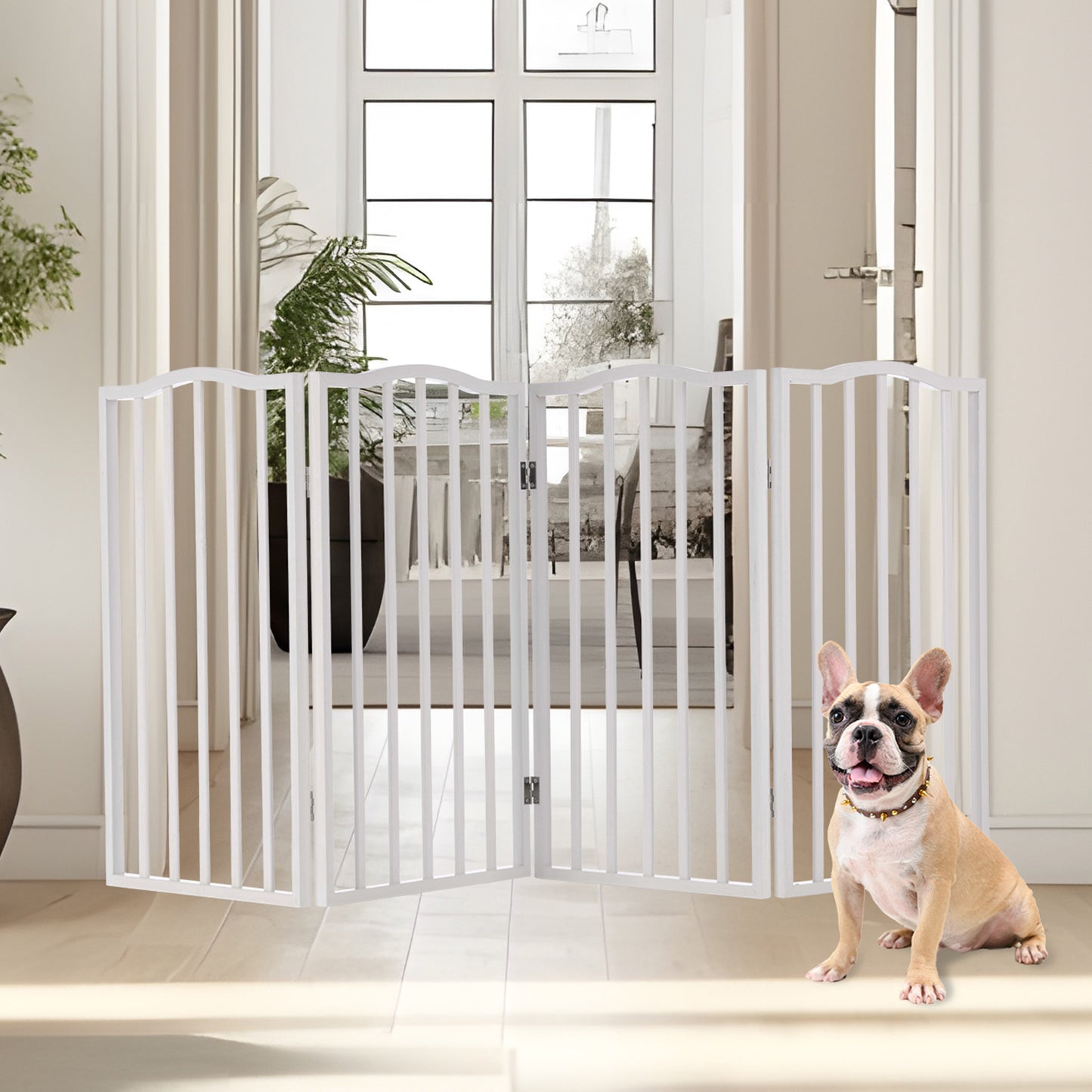 PETMAKER 4-Panel Indoor Foldable Pet Gate, White