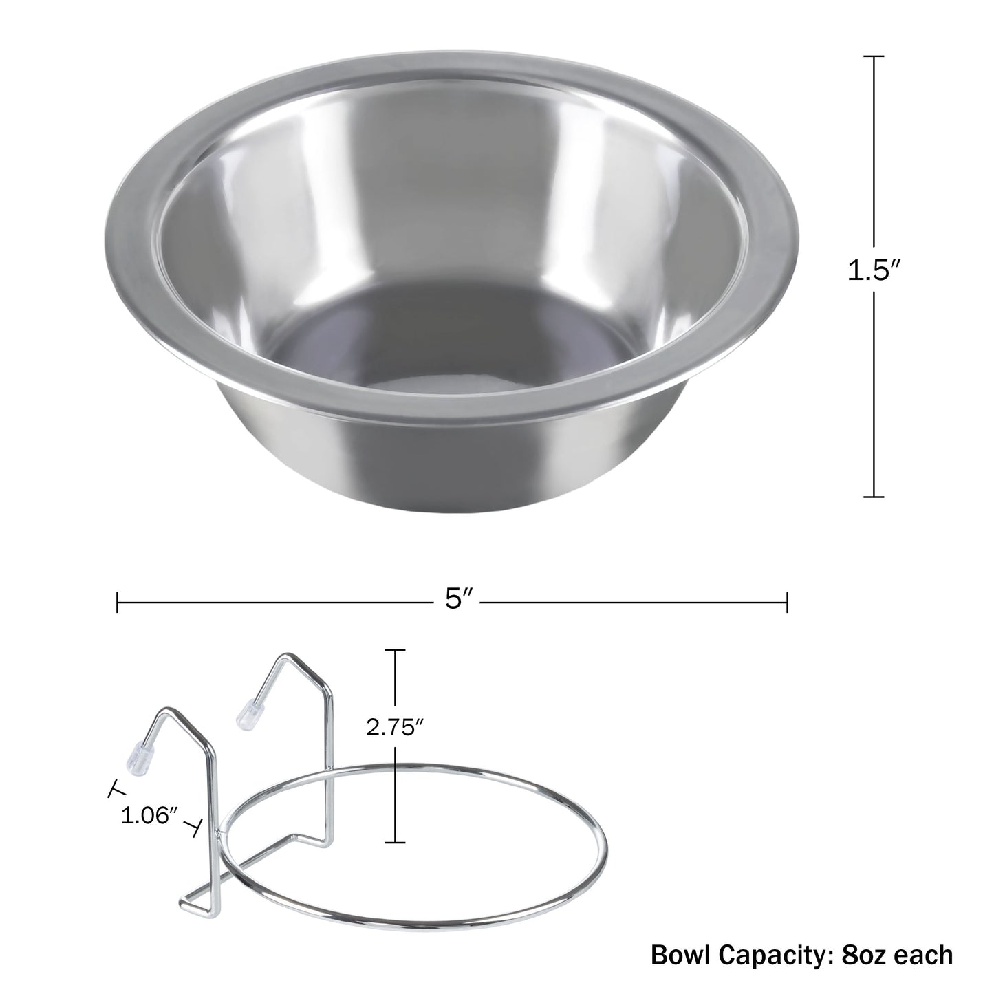 Stainless-Steel Hanging Dog Bowl Set