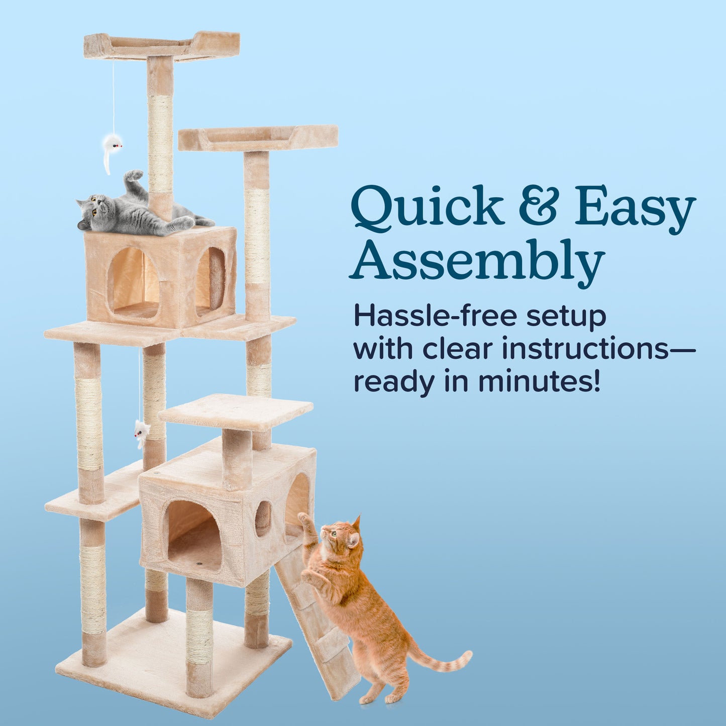 Pet Adobe 5.5FT Cat Tree with Scratch Posts, Beige