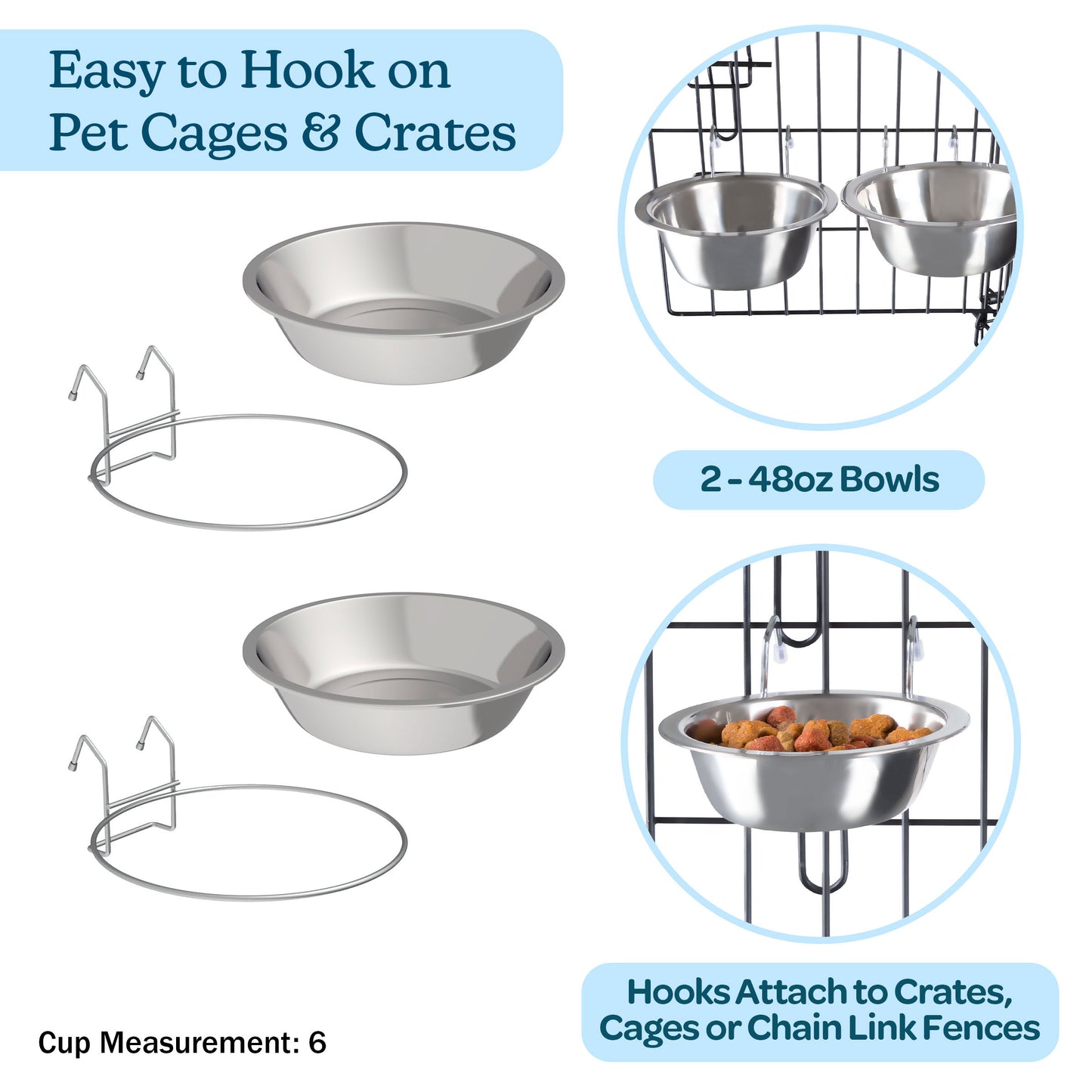Stainless-Steel Hanging Dog Bowl Set