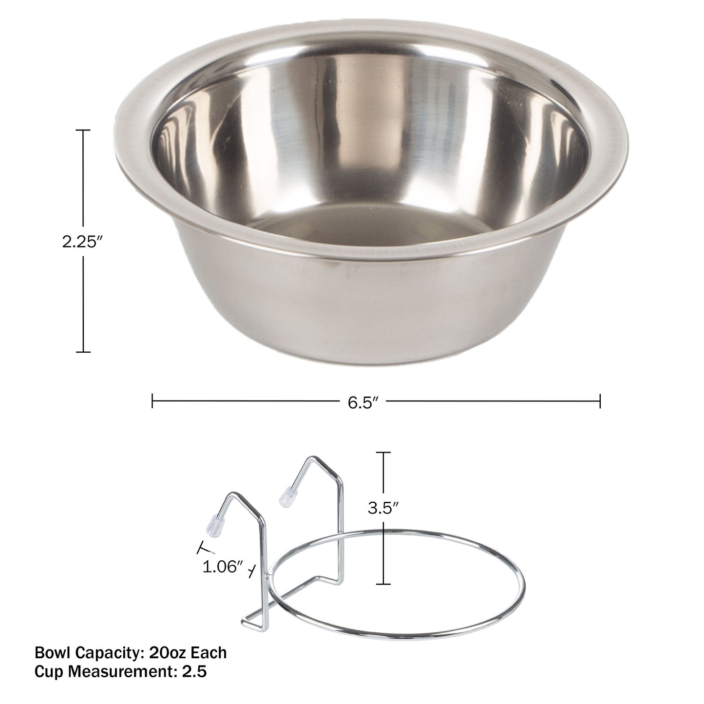 Stainless-Steel Hanging Dog Bowl Set