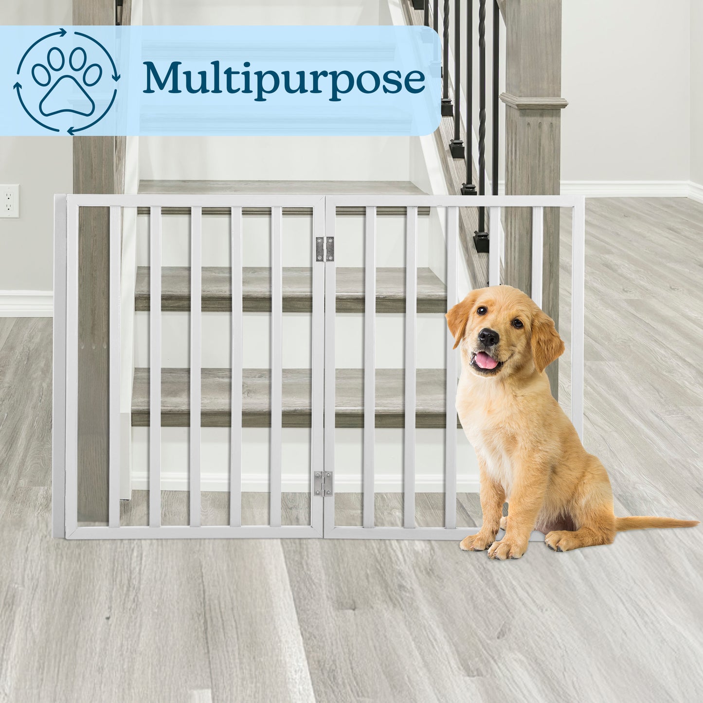 PETMAKER 3-Panel Indoor Foldable Pet Gate, White