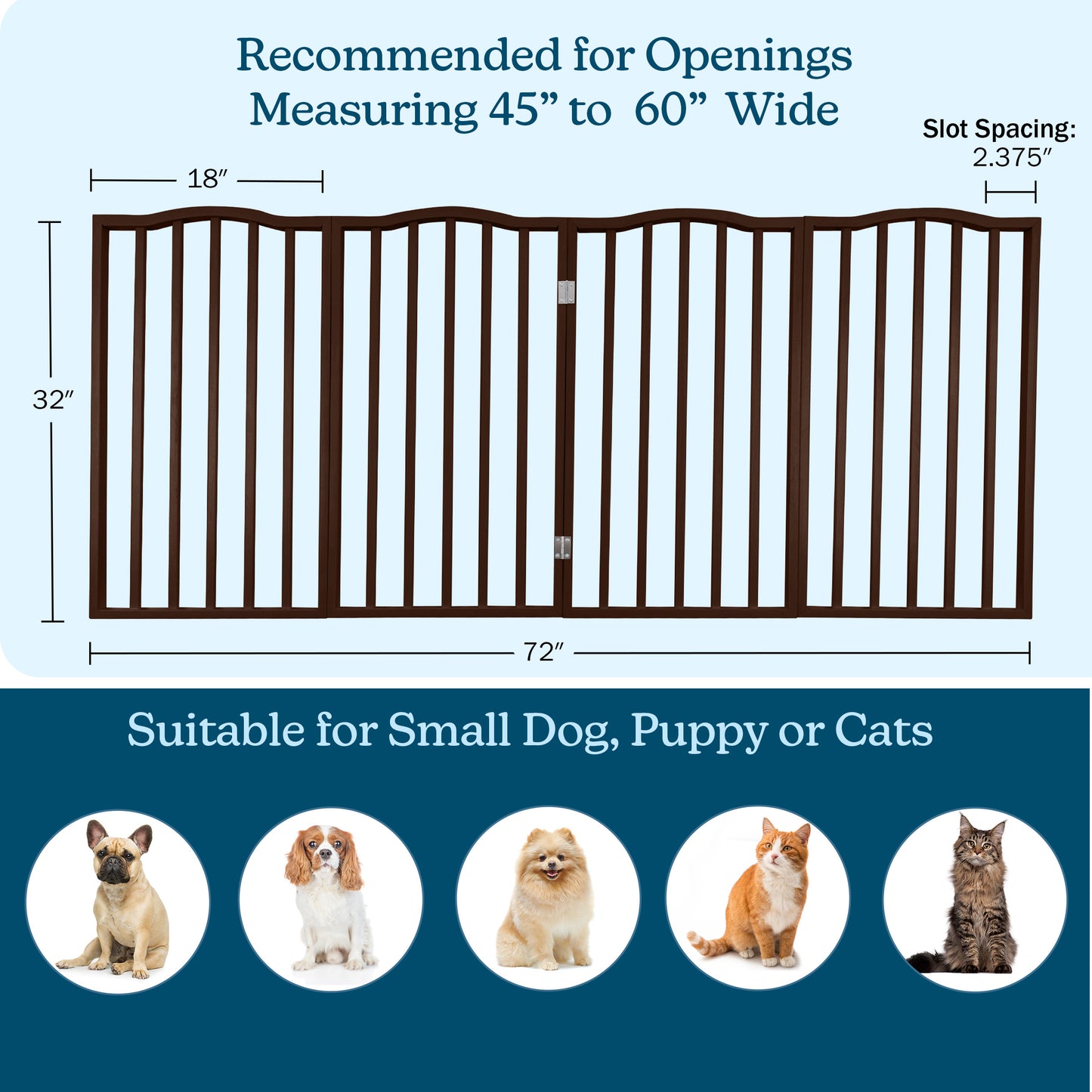 PETMAKER 4-Panel Indoor Foldable Pet Gate, Brown