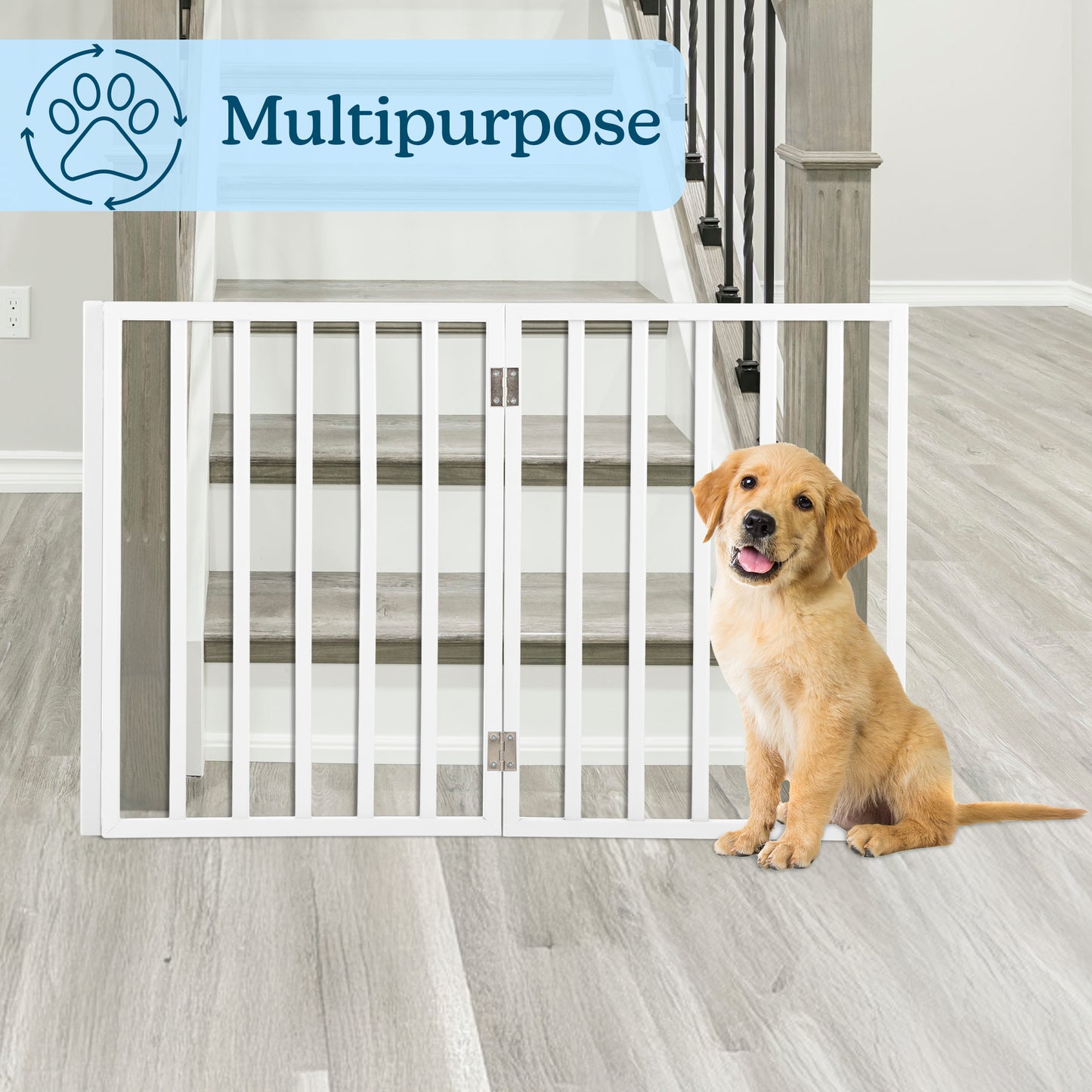 PETMAKER 3-Panel Indoor Foldable Pet Gate, White