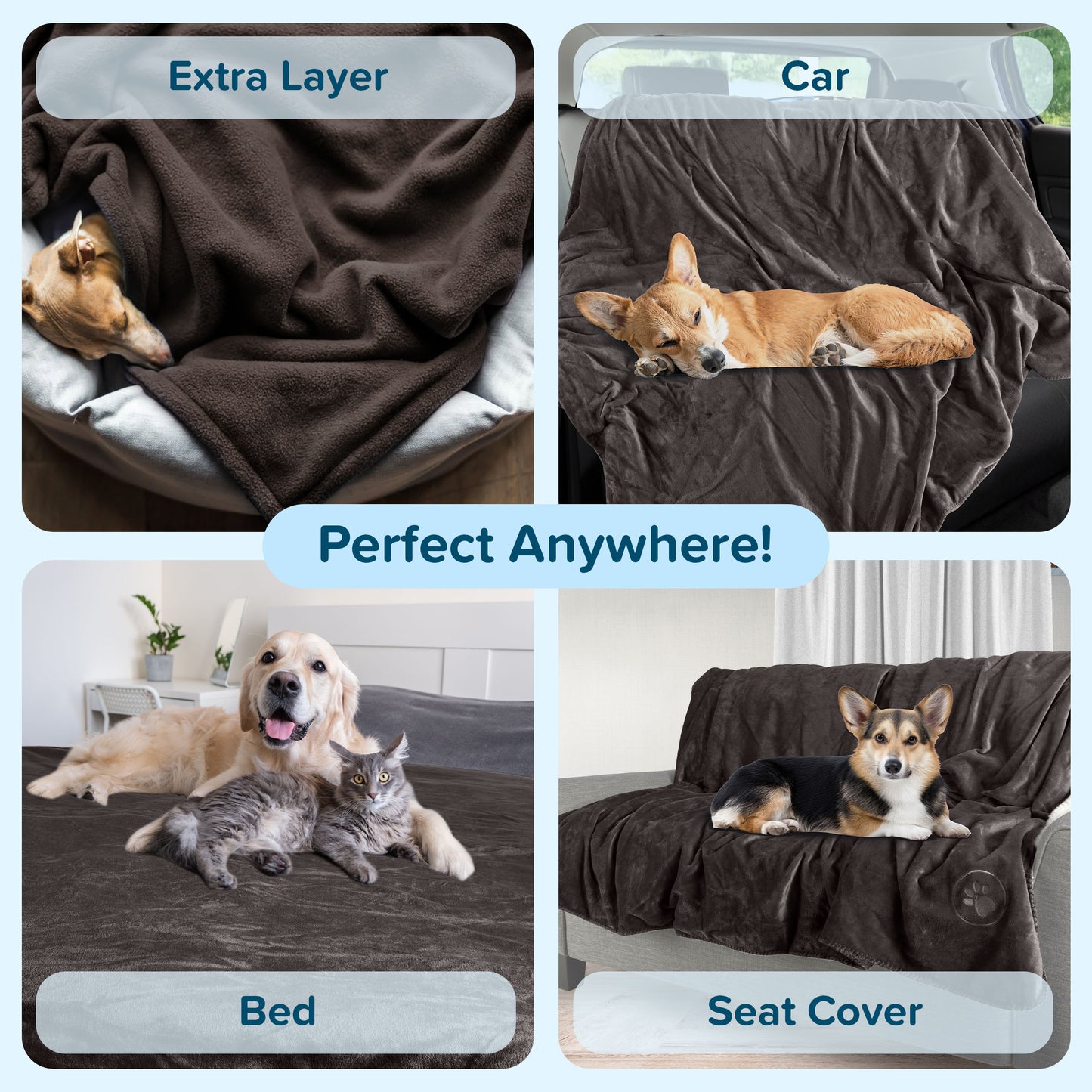 PETMAKER 50x60in Waterproof Dog Blanket, Charcoal