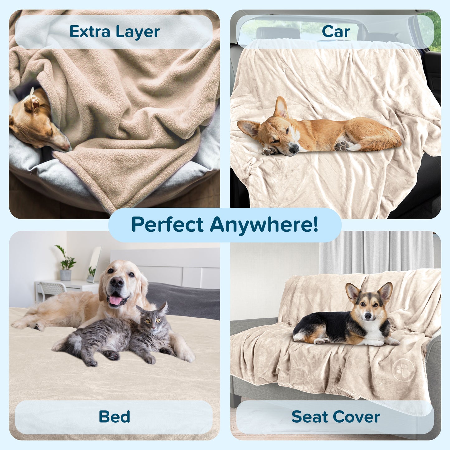 PETMAKER 50x60-Inch Waterproof Dog Blanket, Cream