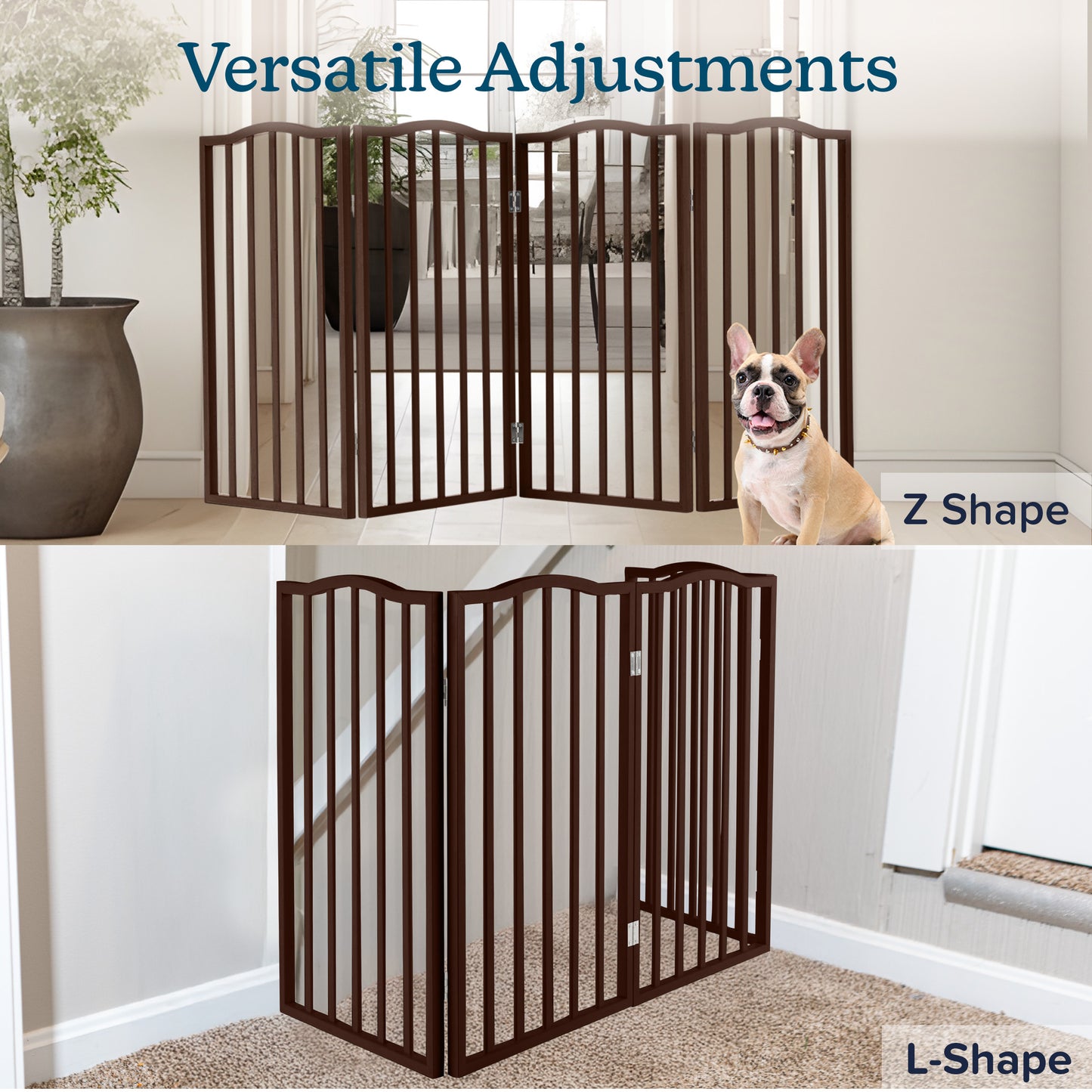 PETMAKER 4-Panel Indoor Foldable Pet Gate, Brown
