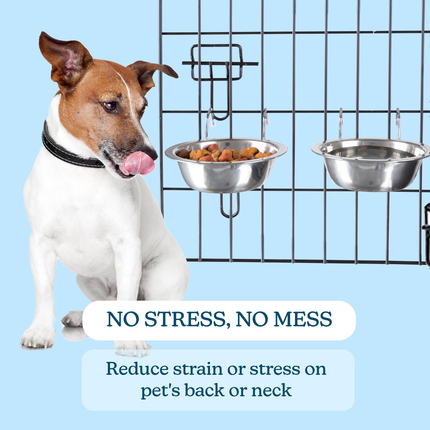 Stainless-Steel Hanging Dog Bowl Set