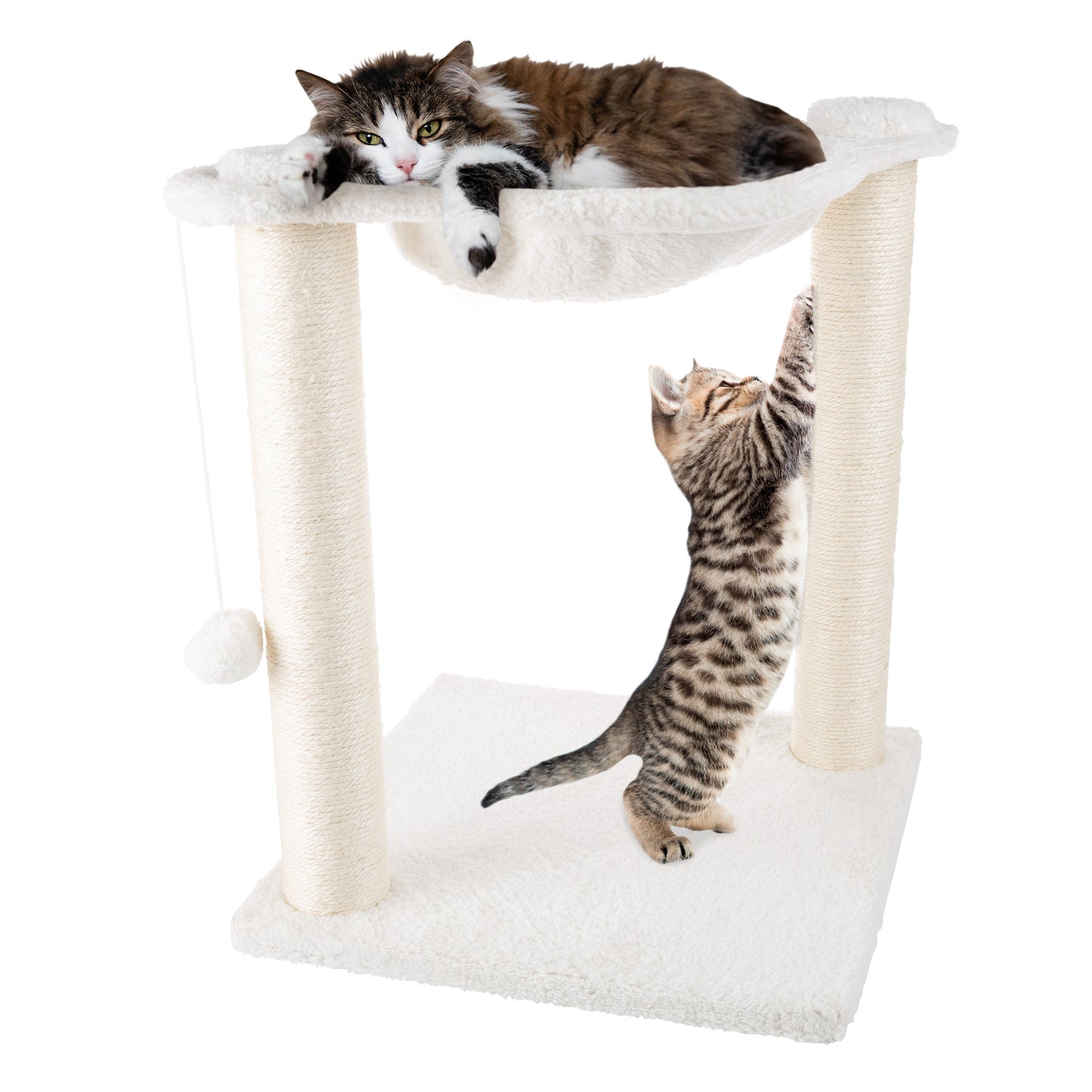 PETMAKER Cat Hammock with Scratching Posts, White