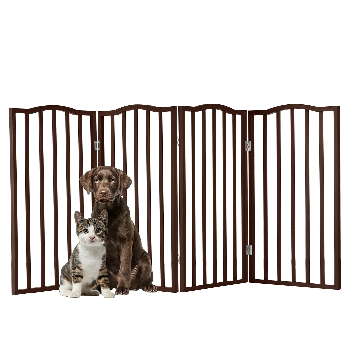 PETMAKER 4-Panel Indoor Foldable Pet Gate, Brown