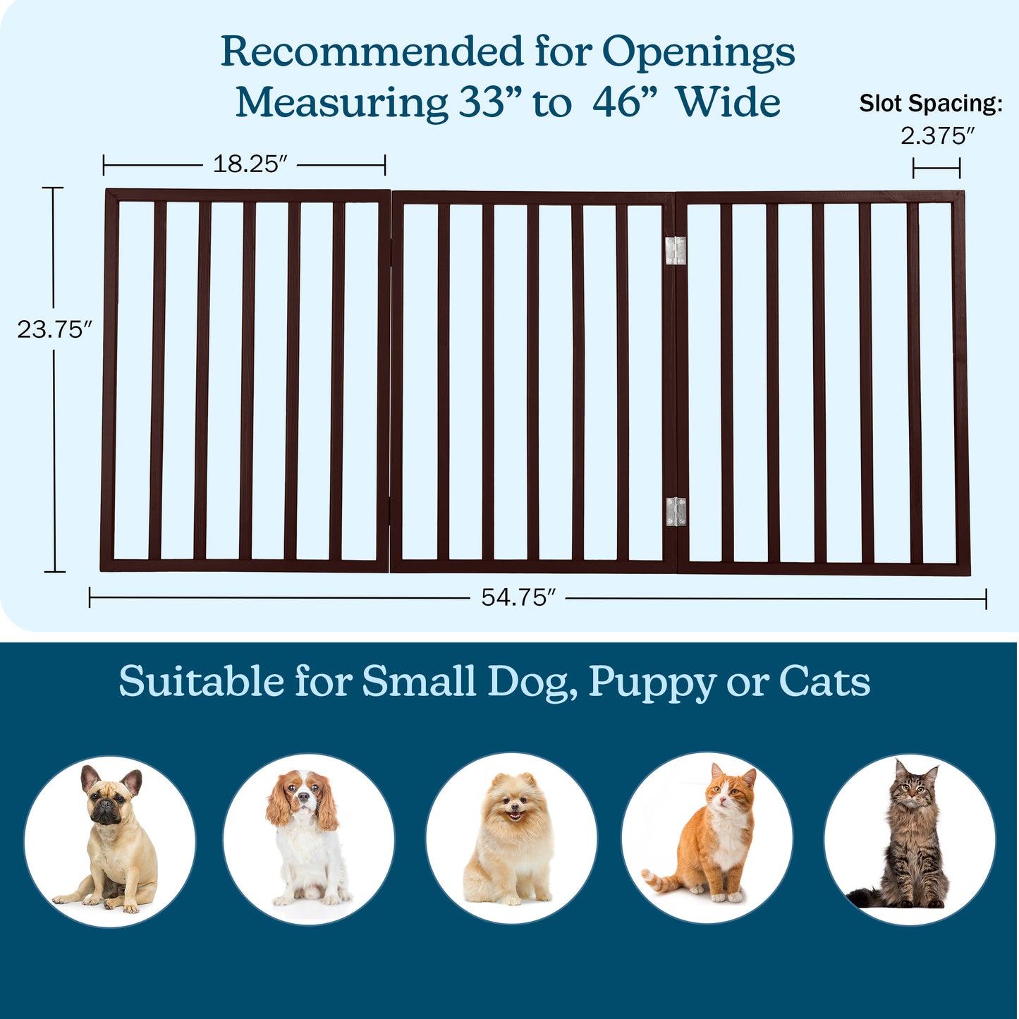 PETMAKER 3-Panel Indoor Foldable Pet Gate, Brown